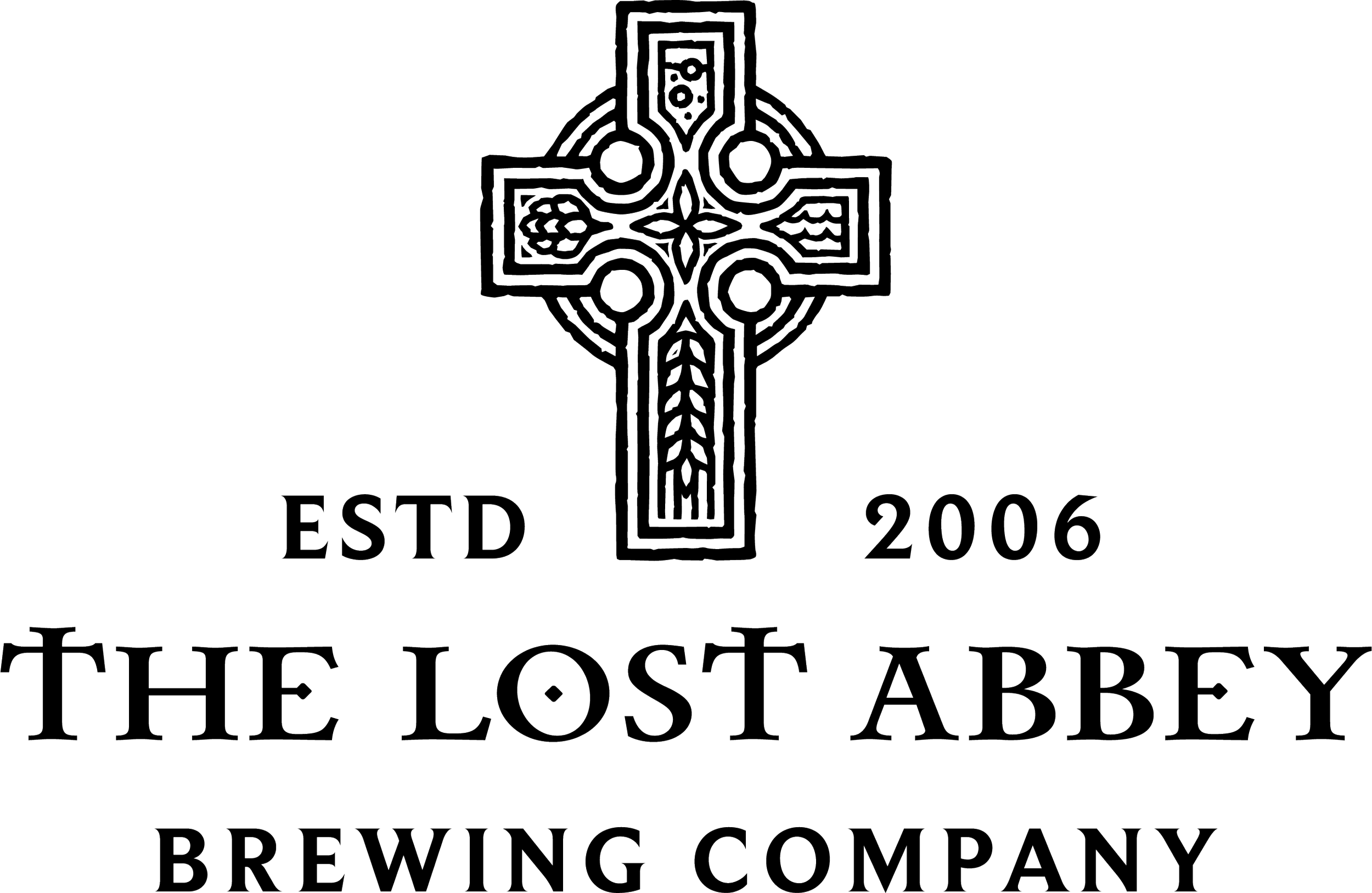 Logo of The Lost Abbey Brewing Company featuring a Celtic cross design, established in 2006.
