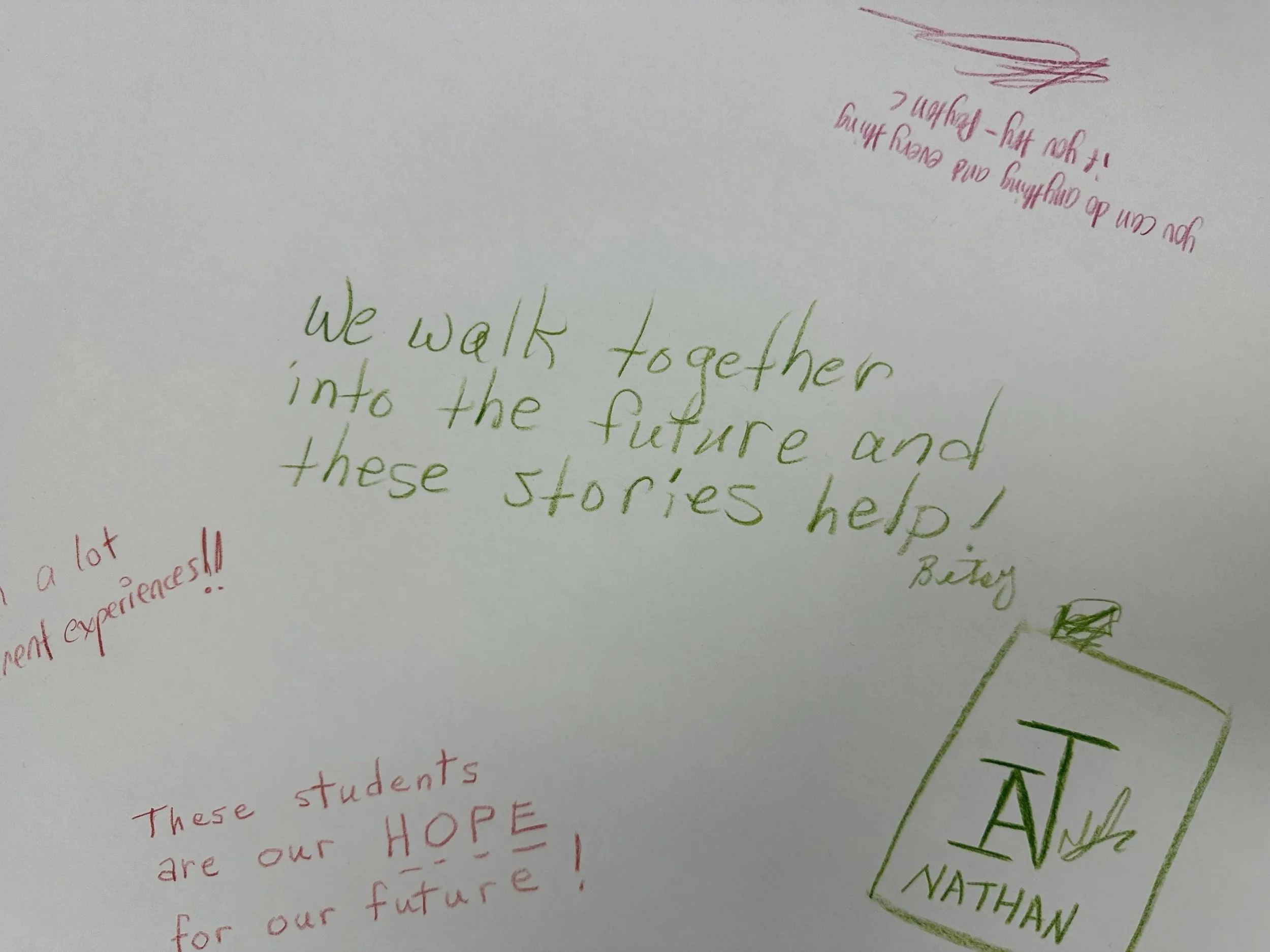 Detail from a banner about service created by Greenspring Senior Living Community residents and Lewis students.