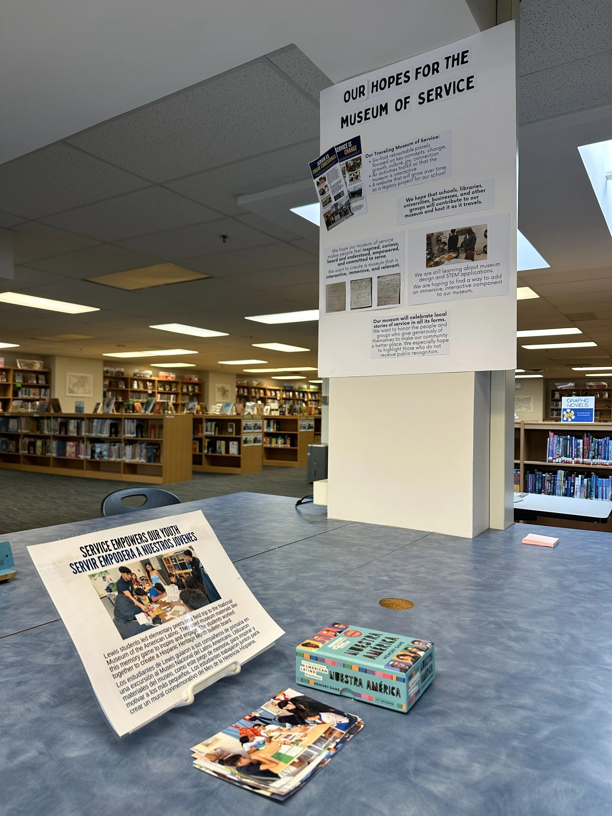 The museum traveled to Key Middle School in January 2026. It included objects like this memory game Lewis students used with Lynbrook Elementary mentees.