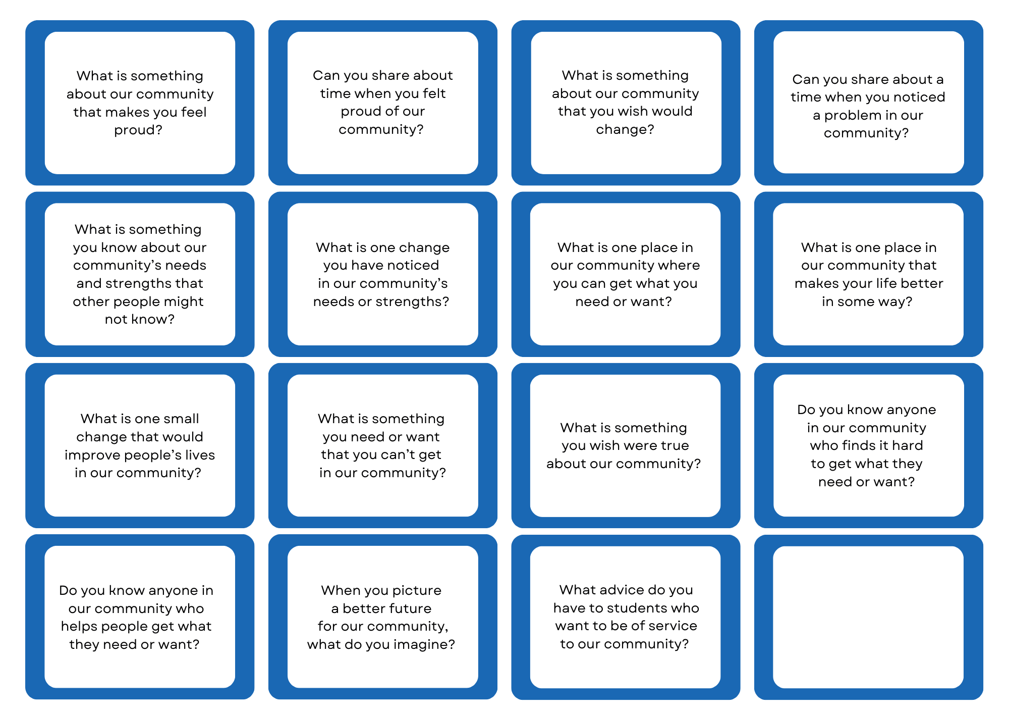 Printable: Interviews about Community's Needs and Strengths
