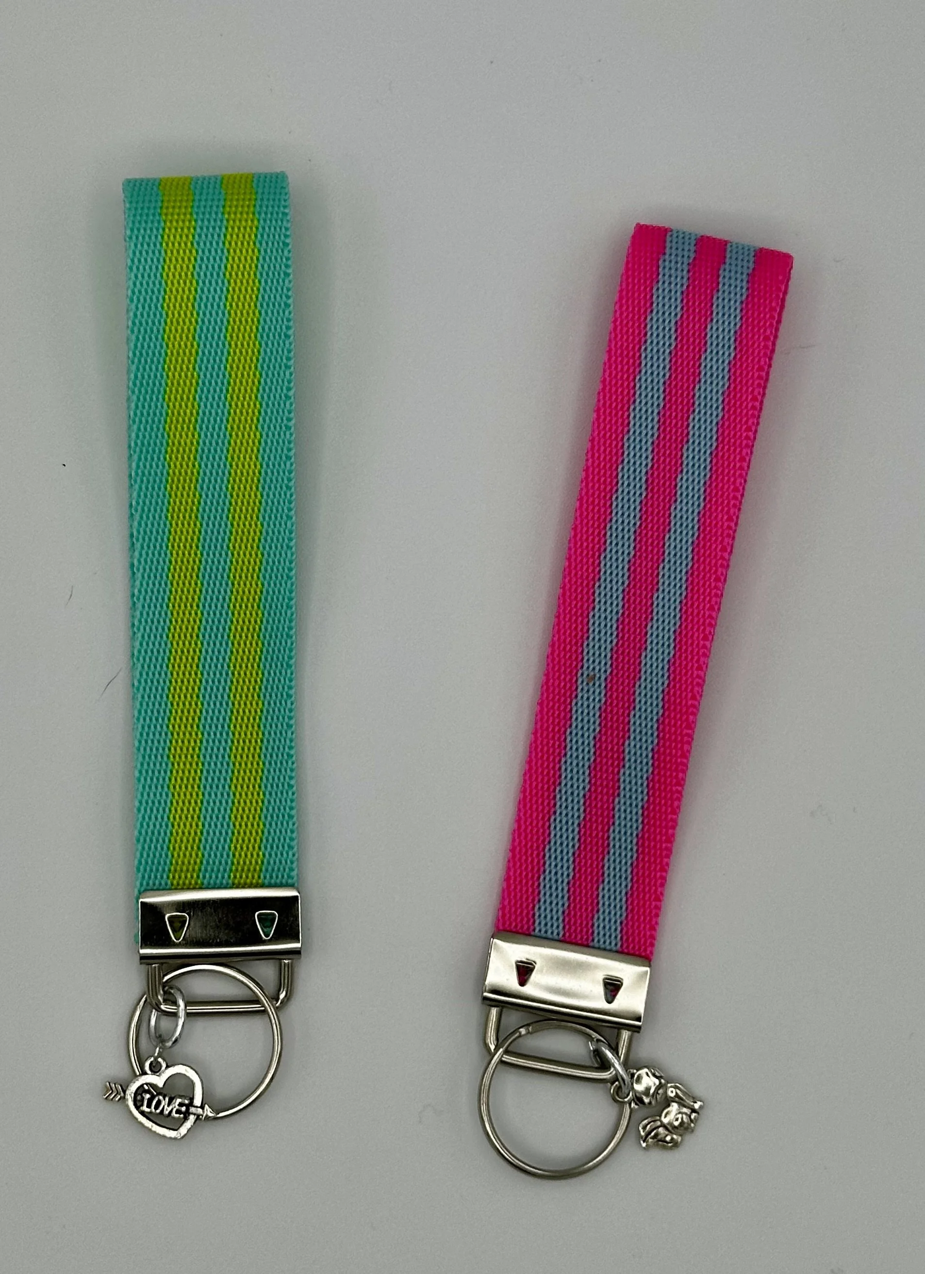 Striped Webbing Keychain Wristlet