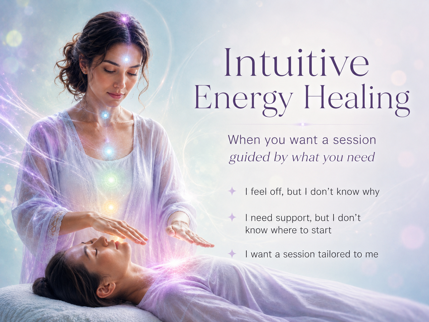 Intuitive Energy Healing for when you feel off, don't know what you need, want a custom session