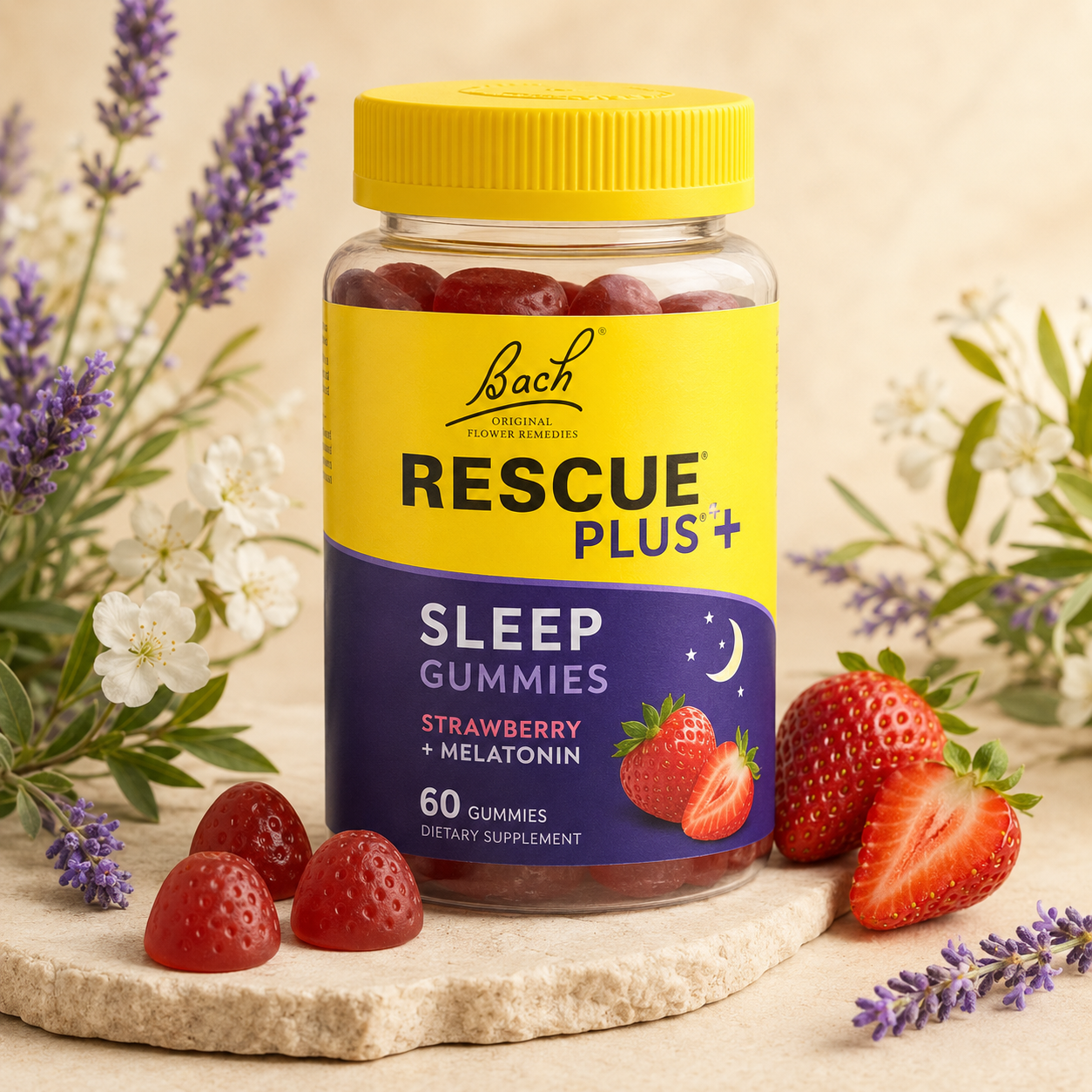 RESCUE Plus® Sleep Gummies – Strawberry + Melatonin | 60 Gummies