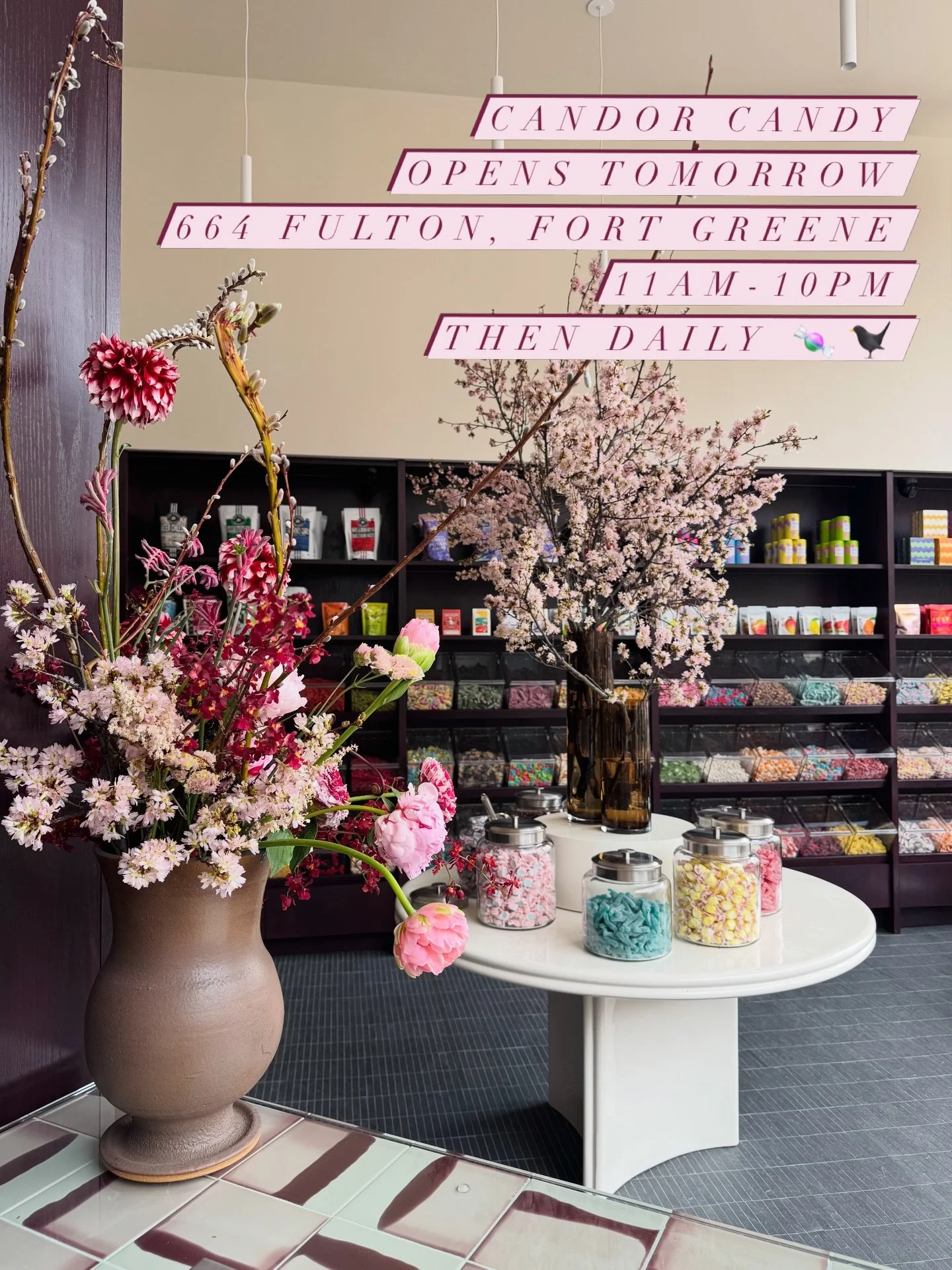 shareable lil&rsquo; invite to our opening day tomorrow!!! send to friends, we&rsquo;ll see you at 11 - and at 11 everyday afterwards!

CANDOR founder + 10 year Fort Greener @catcirino 
interiors @briancashworks 
florals @westerman.design