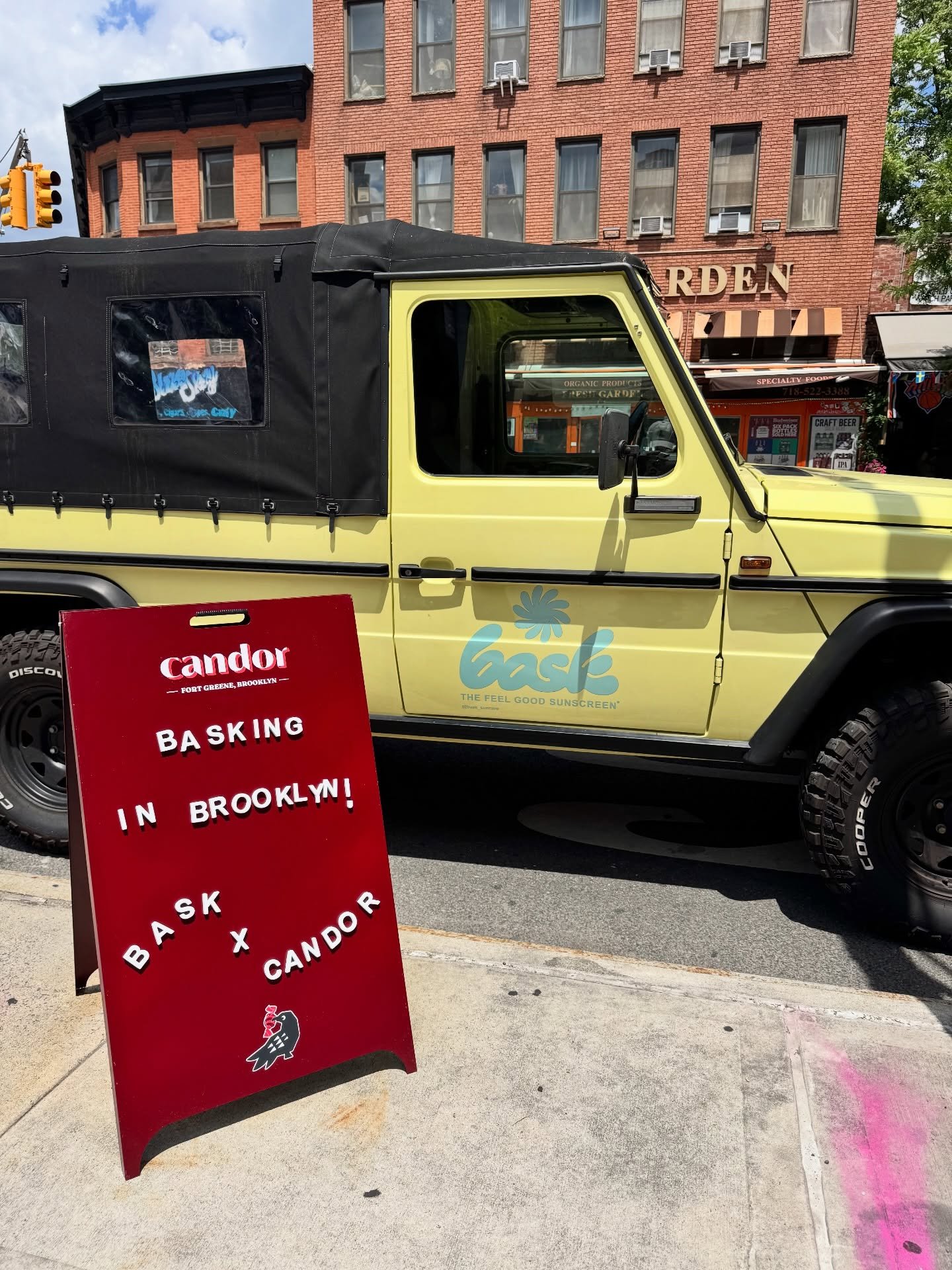 such a treat ~basking in Brooklyn~ yesterday with @bask_suncare 🌞 the world&rsquo;s best feeling sunscreen 💛🩵💜 we sipped lemonade while we handed out samples, discounts, and free hats all afternoon - can&rsquo;t wait to see them on our shelves so