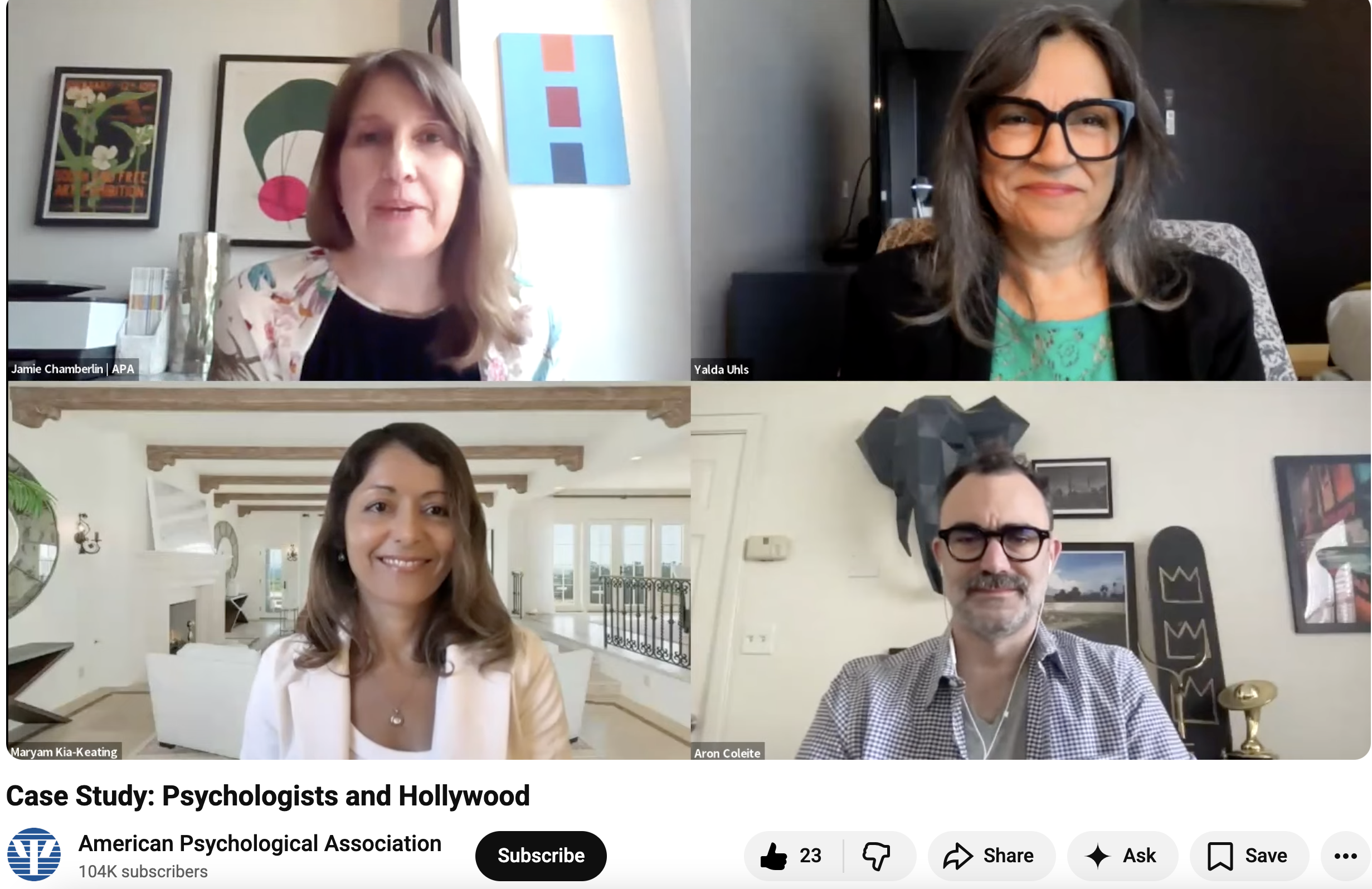 Psychologists and Hollywood