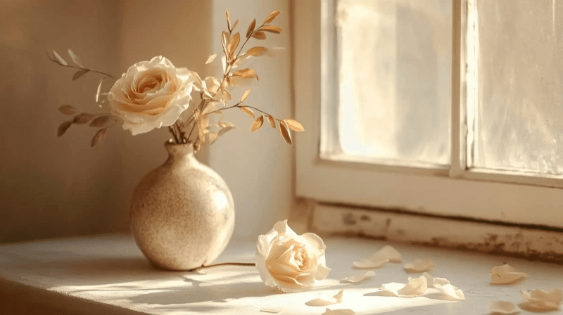 Love bombing as a marriage fraud grooming tactic — an overflowing vase of flowers with a single white rose standing apart