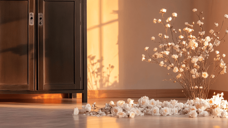 Control over immigration case files as a marriage fraud tactic — a locked filing cabinet with a white rose