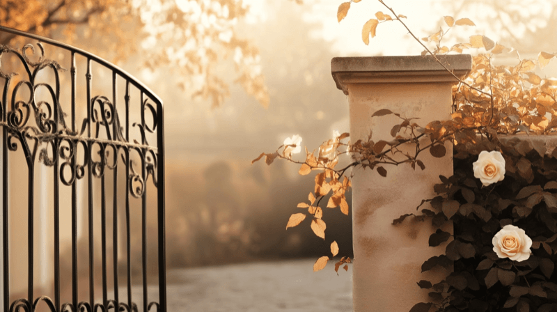 Cultural obligations leveraged for marriage fraud — an iron gate with a white rose growing through the scrollwork