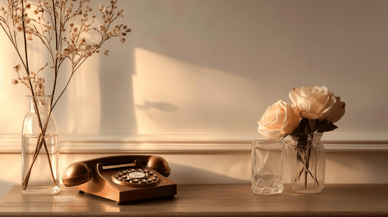 Pressuring family for introductions as a marriage fraud tactic — a phone off the hook beside a white rose