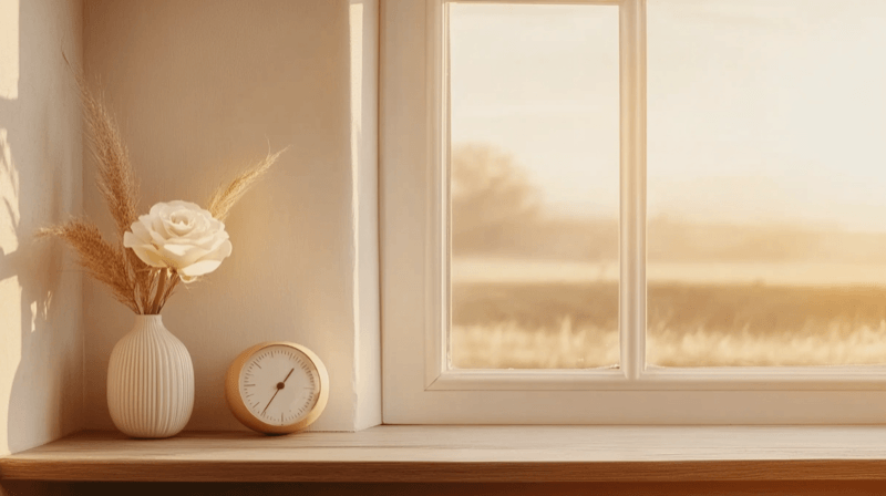 Conditional affection as a marriage fraud indicator — a thermostat showing extreme swings beside a white rose