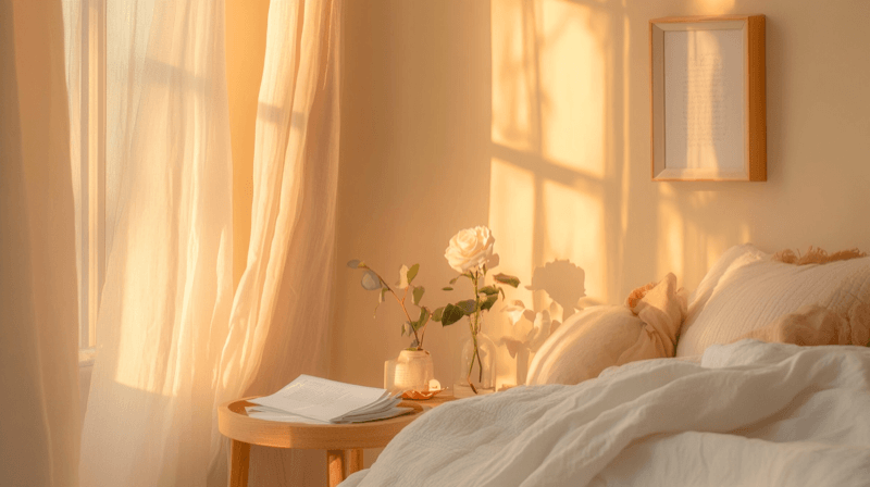 Immigration requests after intimacy as a marriage fraud tactic — morning light on a bedside table with a document and white rose