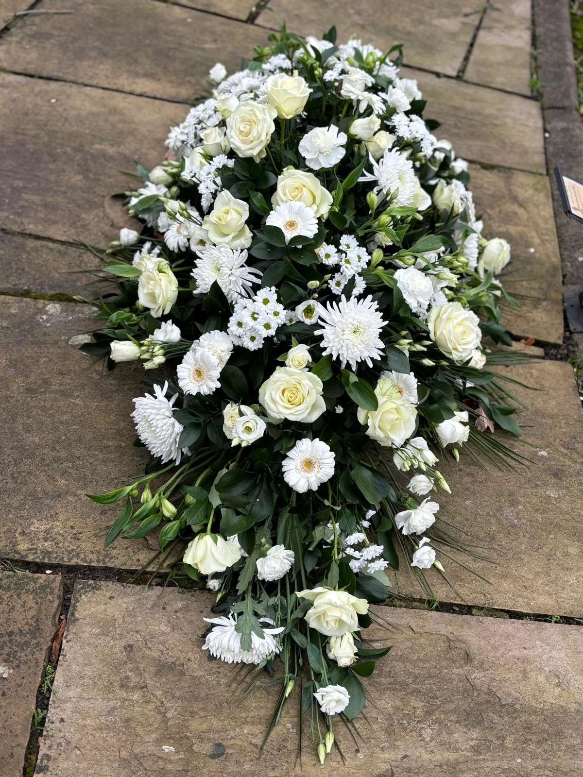 All White Casket Spray