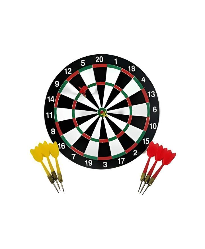 Classic dartboard game set with multiple darts for home or recreational use