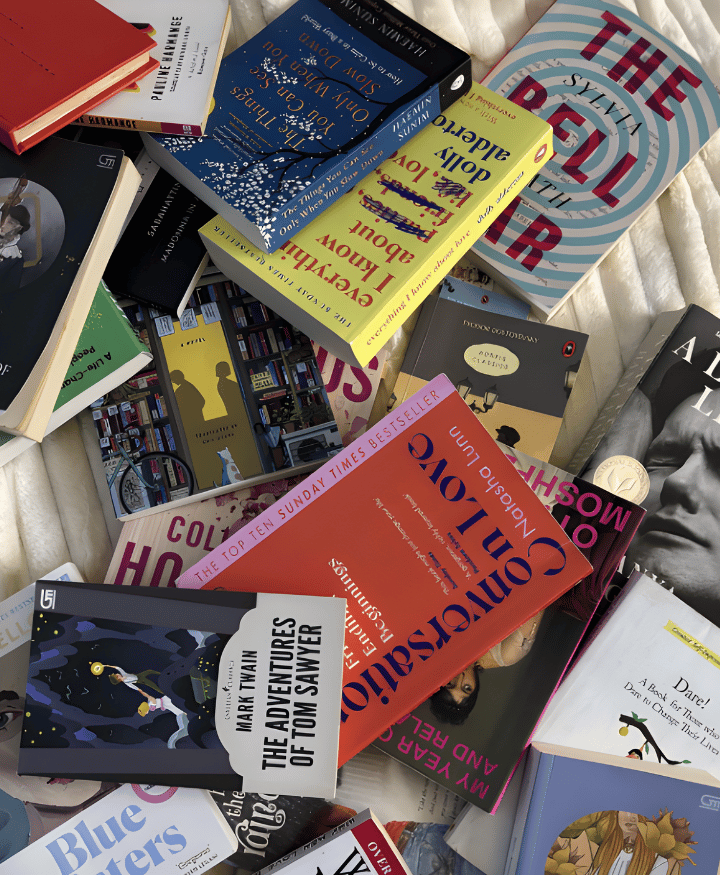 Collection of books including novels, literature, and bestsellers for readers and collectors