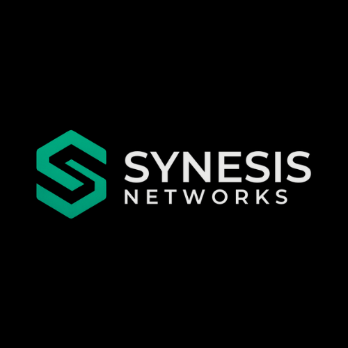 SYNESIS NETWORKS logo with green hexagon icon and white text on black background.