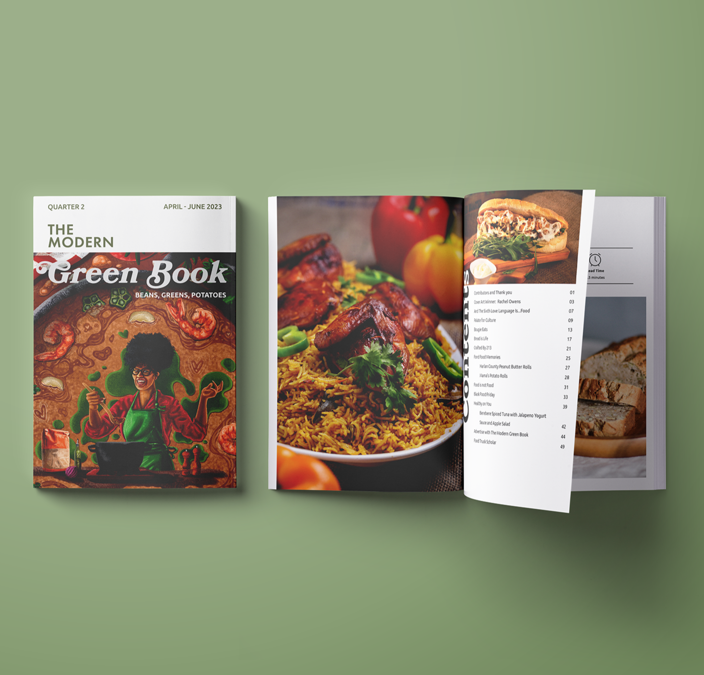 Quarterly publication design for the client The Modern Green Book