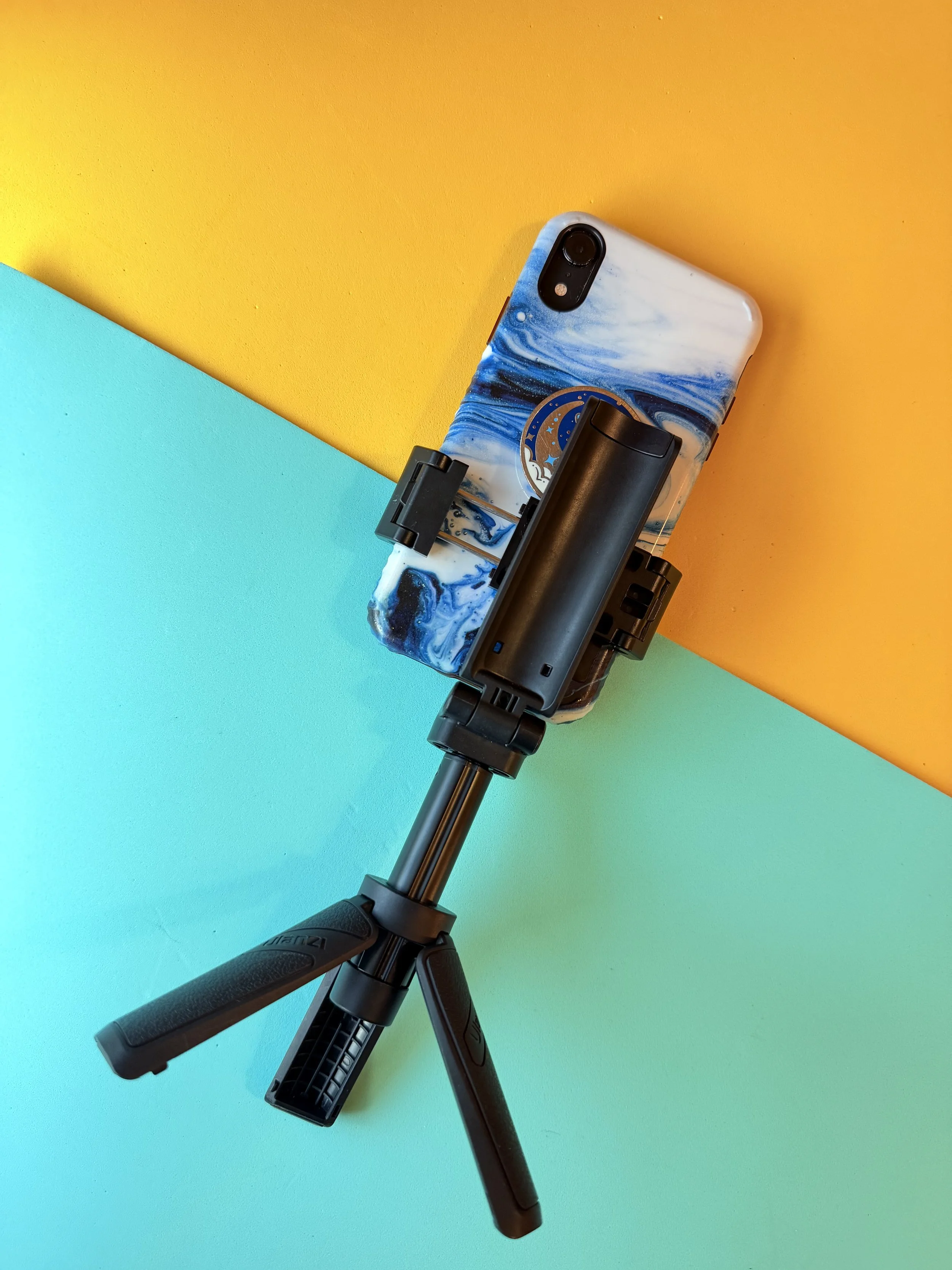 ULANZI JJ02 Selfie Stick Tripod, Extendable Grip Phone Tripod with Detachable Remote Pocket Size, 3-in-1 Mini Phone Grip 2 Cold Shoe, 10m/393.7'' Wireless Shutter, Vlog Livestreaming Photography