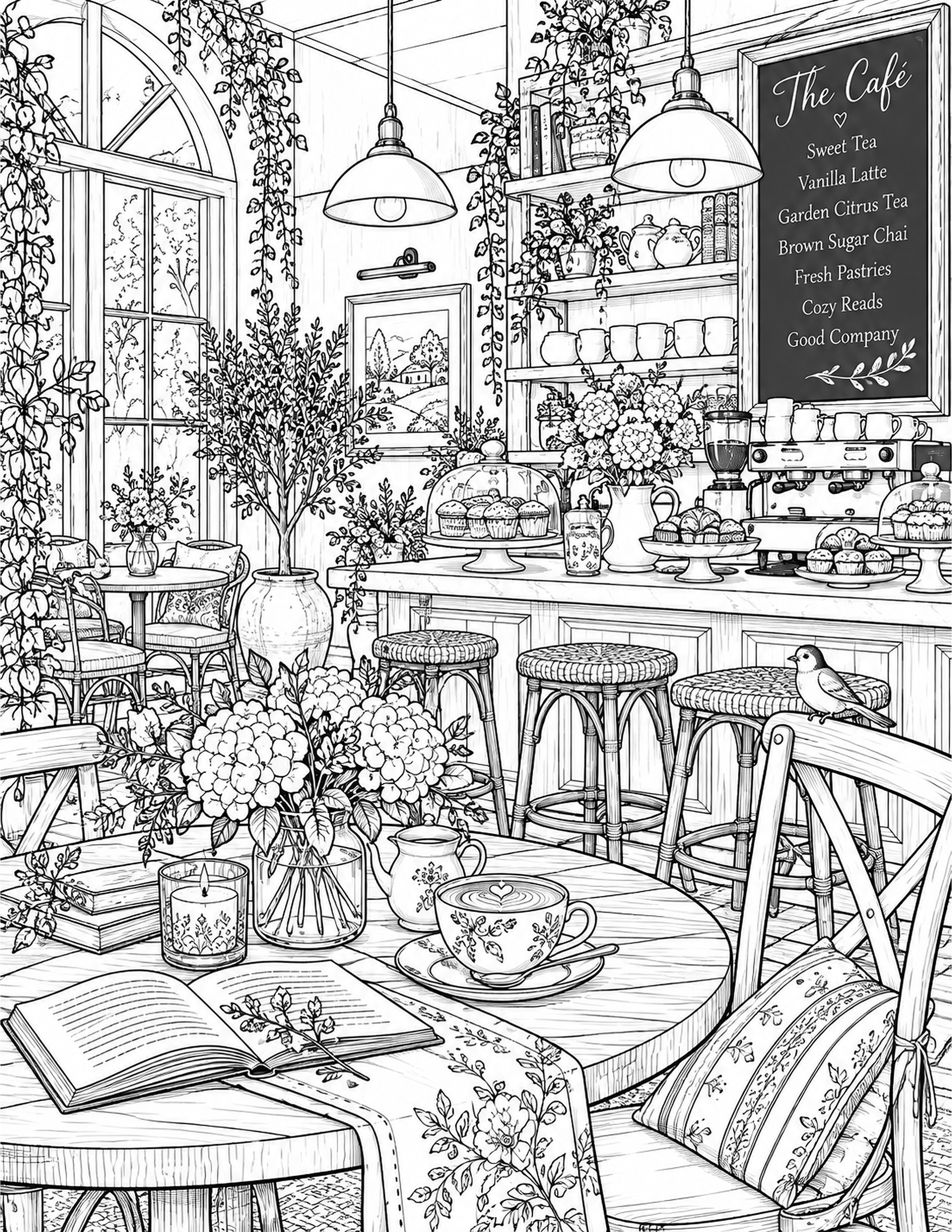 The Cafe Coloring Page