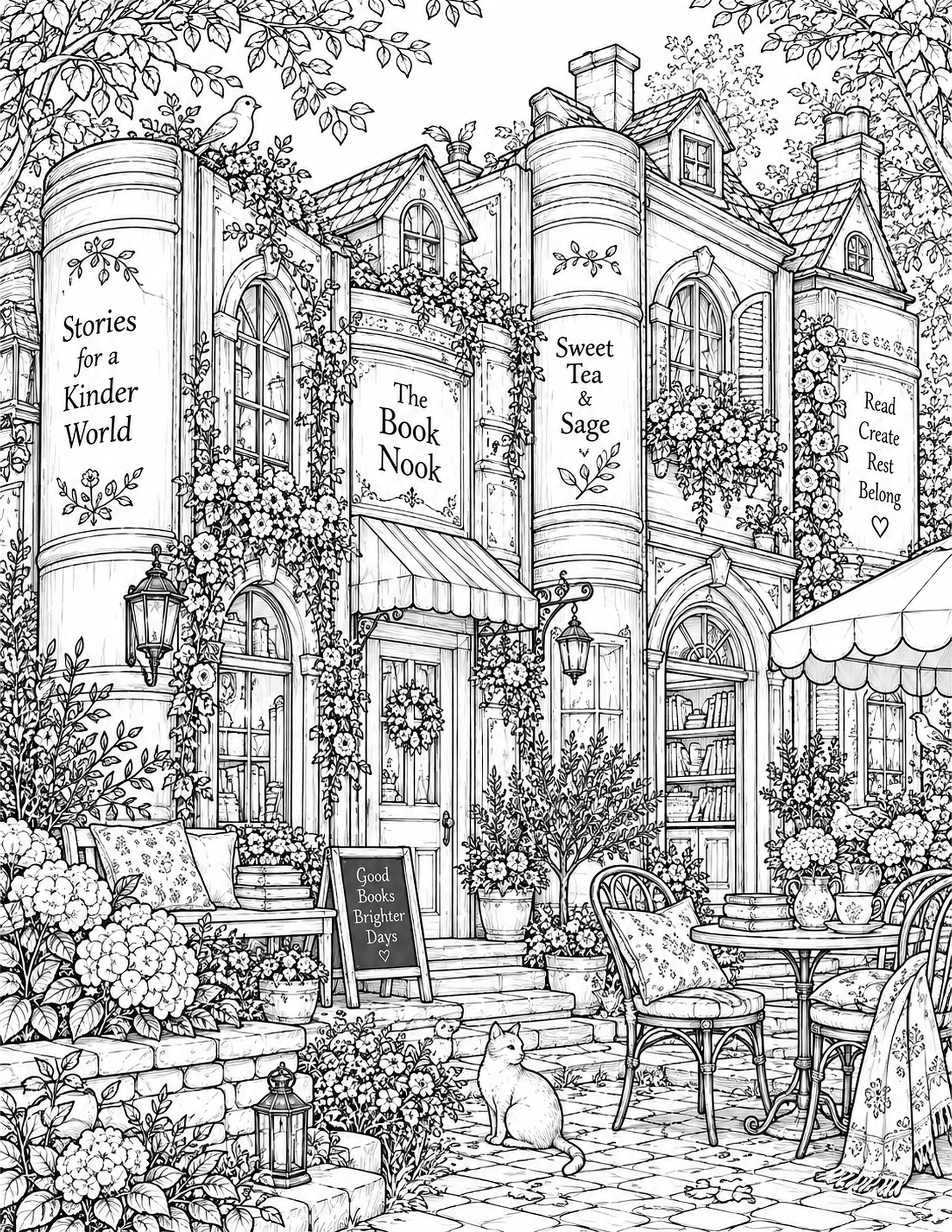 Book Houses Coloring Page