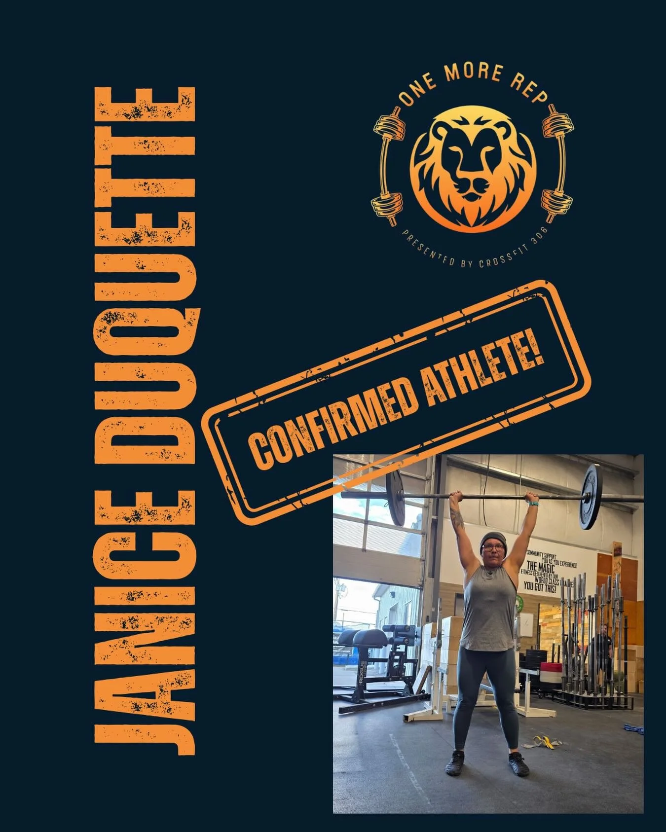 Confirmed athlete ‼️

First time competitor, Janice is excited to put her new fitness gains to the test. 

Looking for your next challenge?  This is it.

Live DJ, cash prizing, spectators, and a weekend you won&rsquo;t soon forget. 

Register at www.