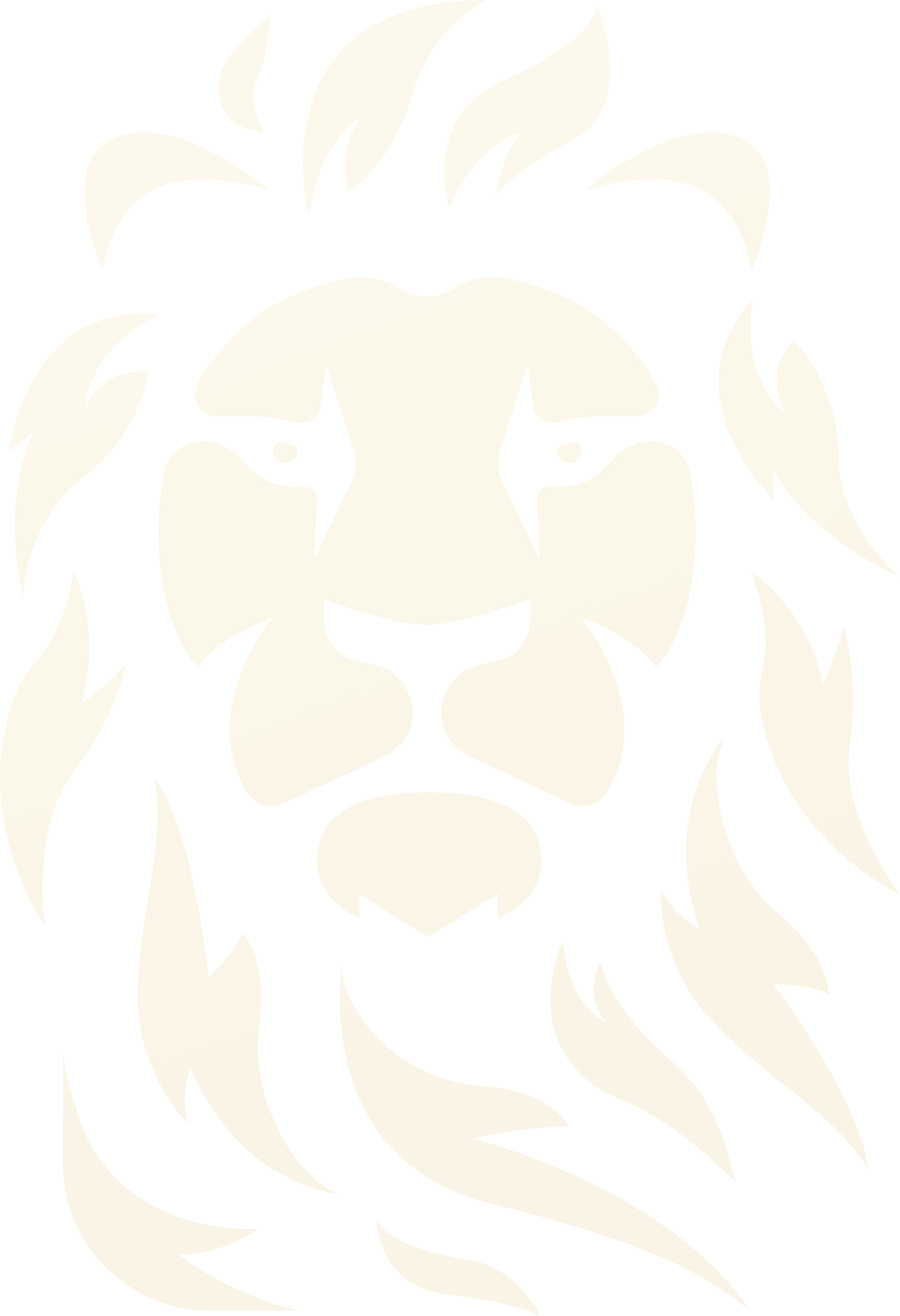 Stylized illustration of a lion's face with a gold and black color scheme.