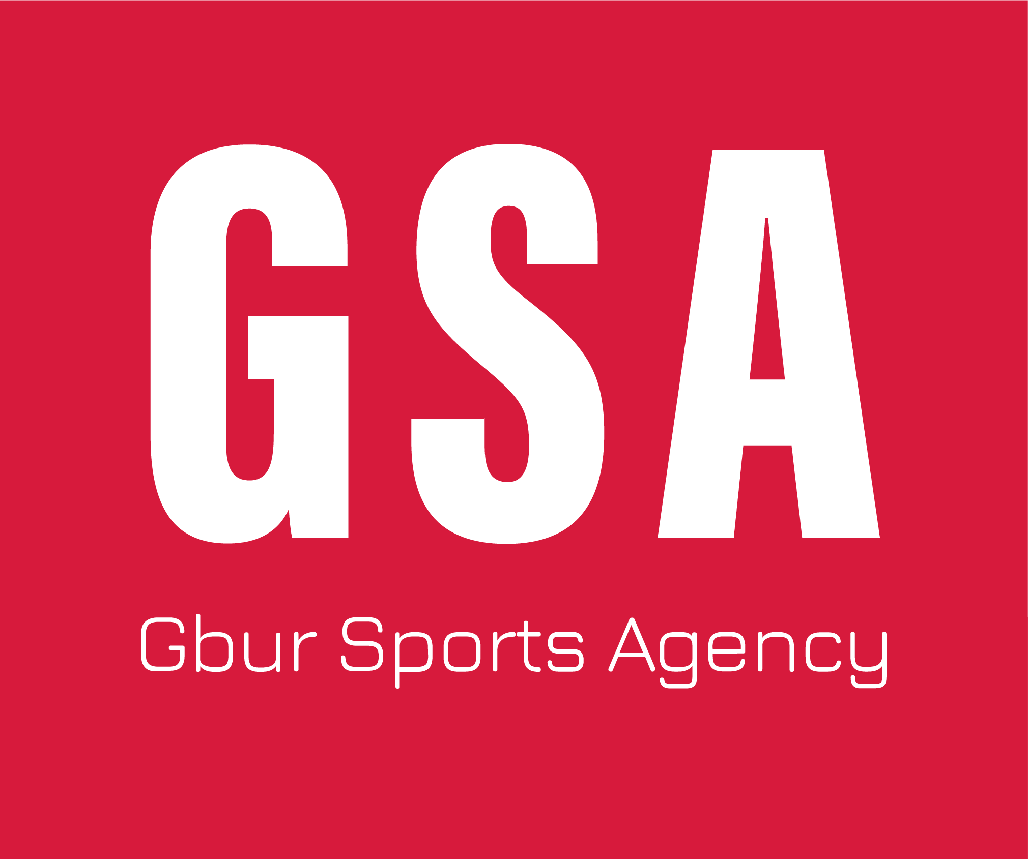 Red background with white text reading 'GSA Gbur Sports Agency'.