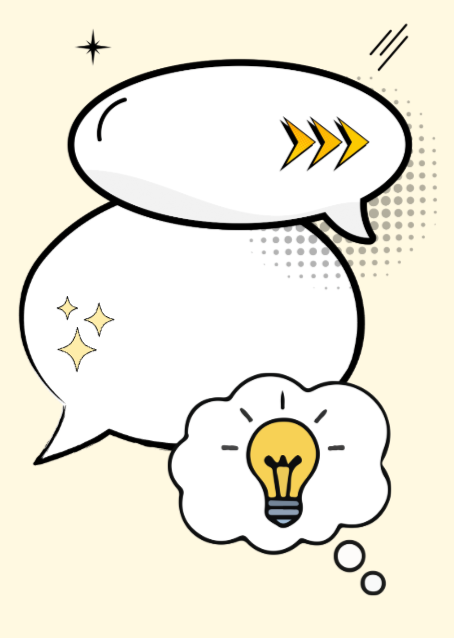 Speech bubbles with a light bulb