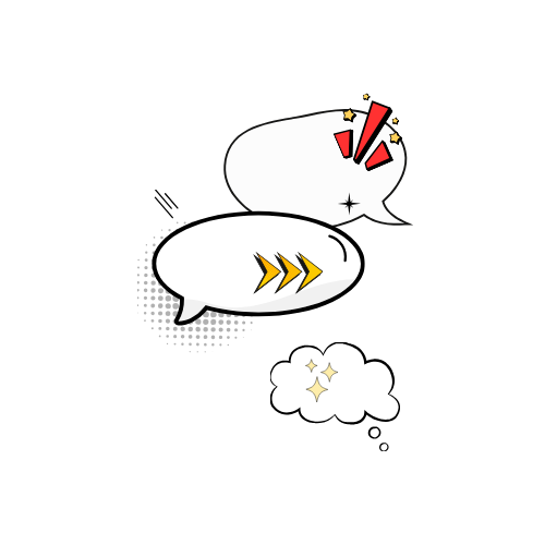 three speech bubbles