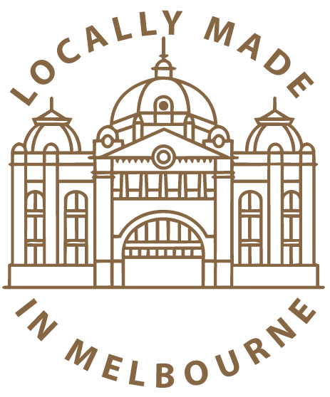 Logo of an iconic Rail Station in Melbourne, featuring text 'Locally Made in Melbourne'.