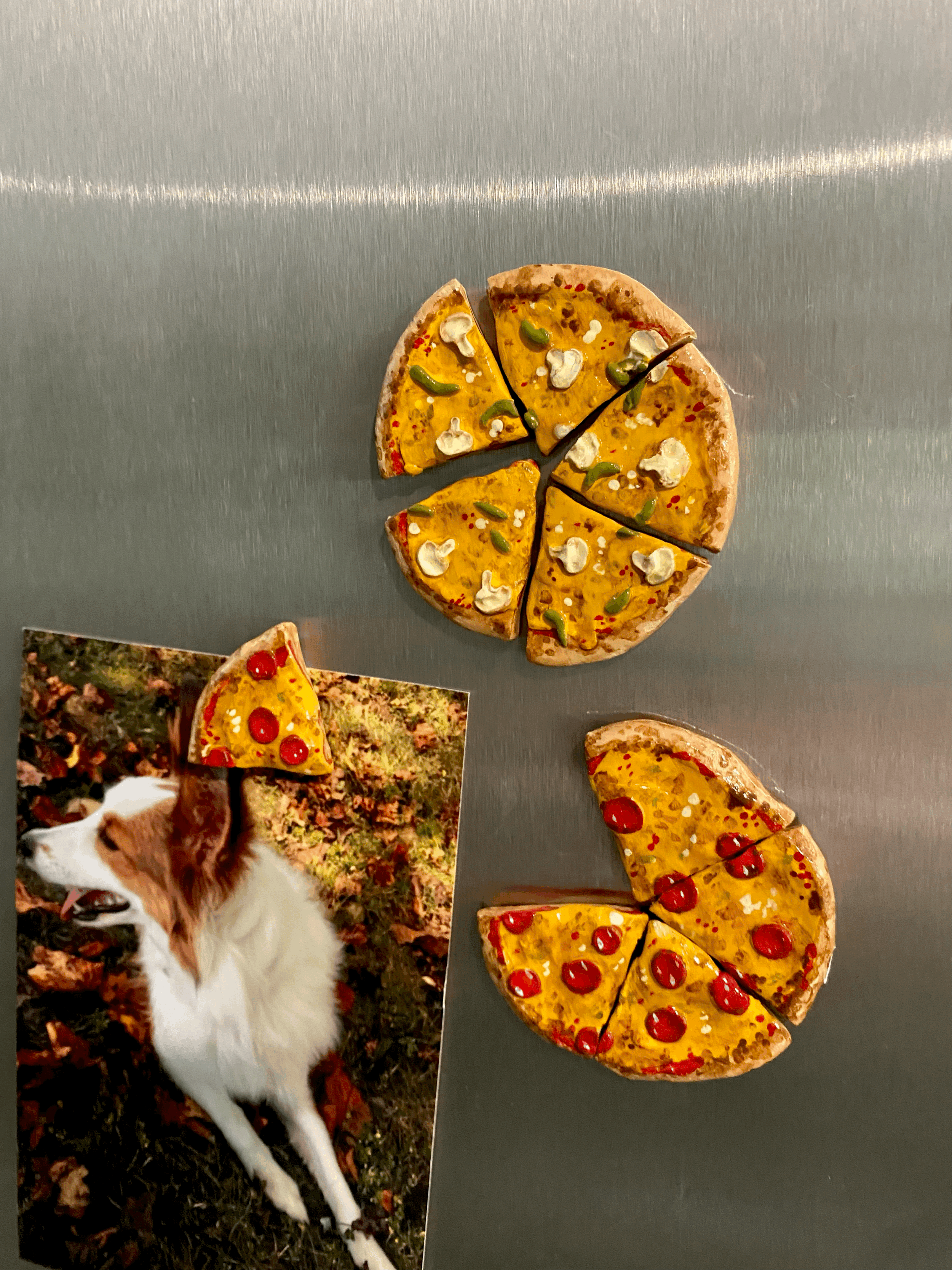 Pepperoni and Veggie Pizza Magnets (Set of 5 Magnets)