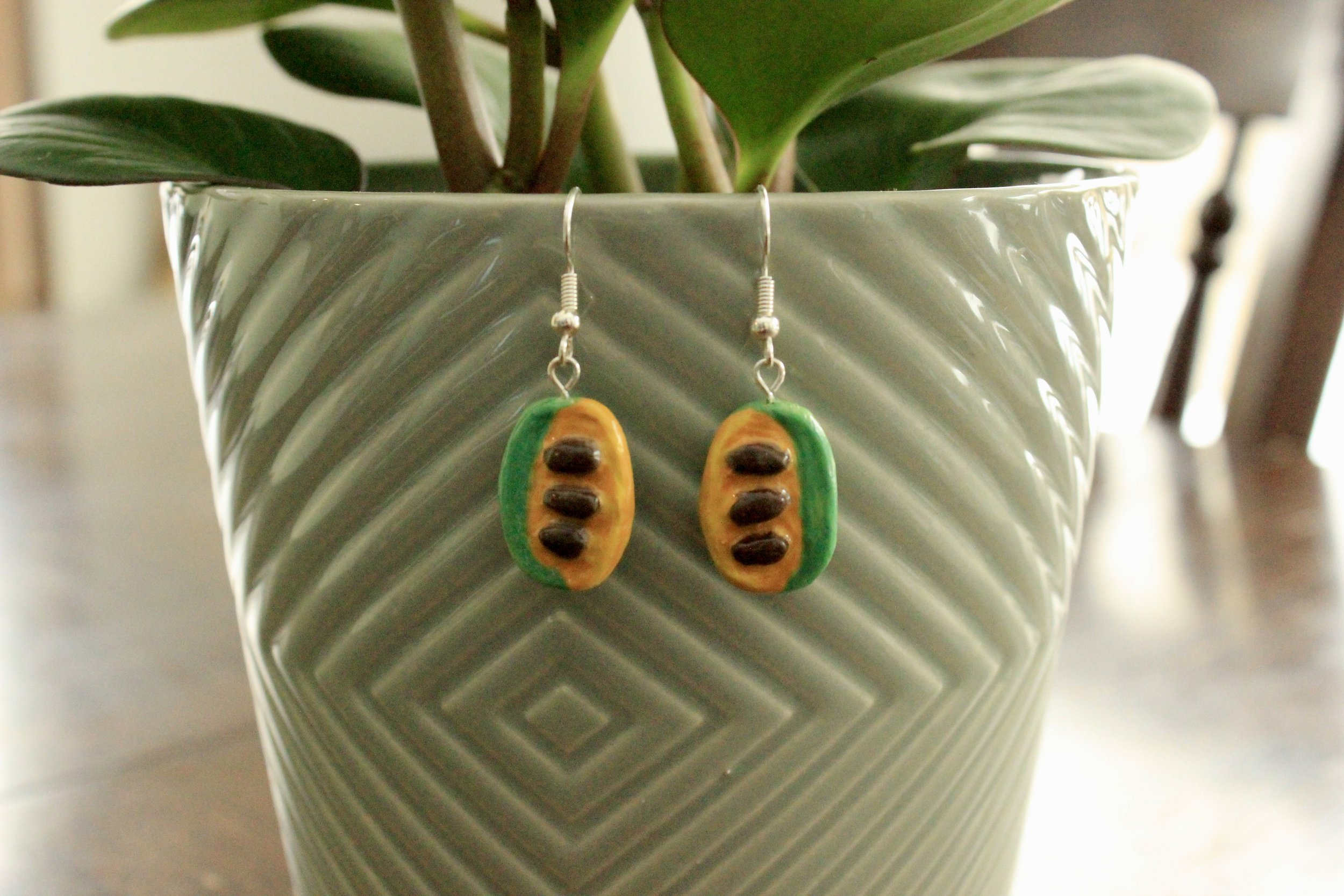 North American Pawpaw Fruit Earrings