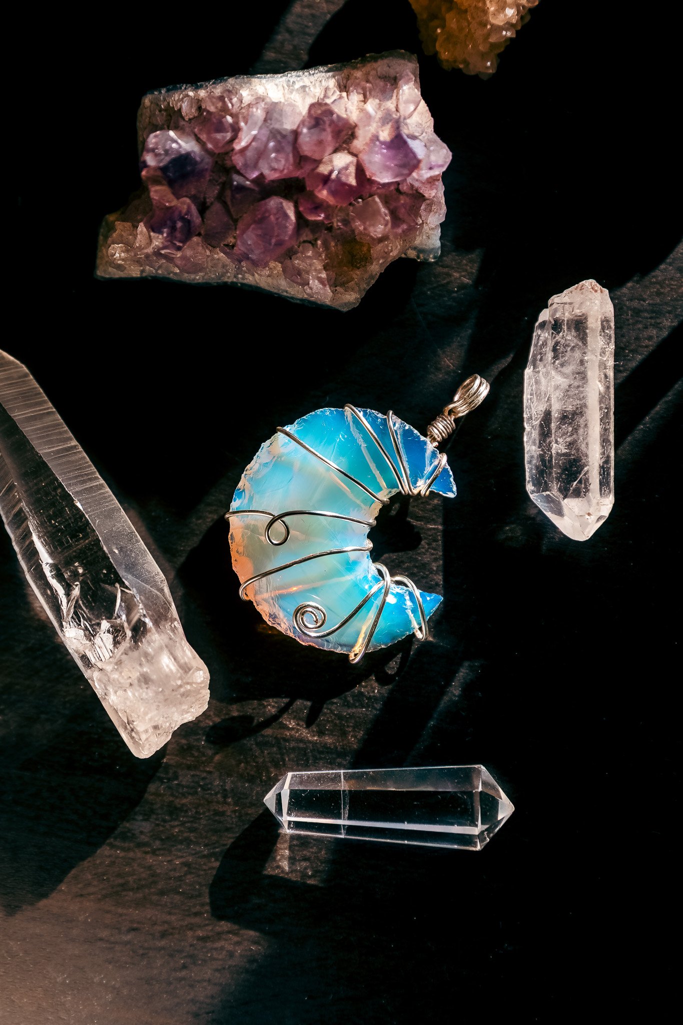 Divine Wisdom - Opalite Crescent Moon Pendant