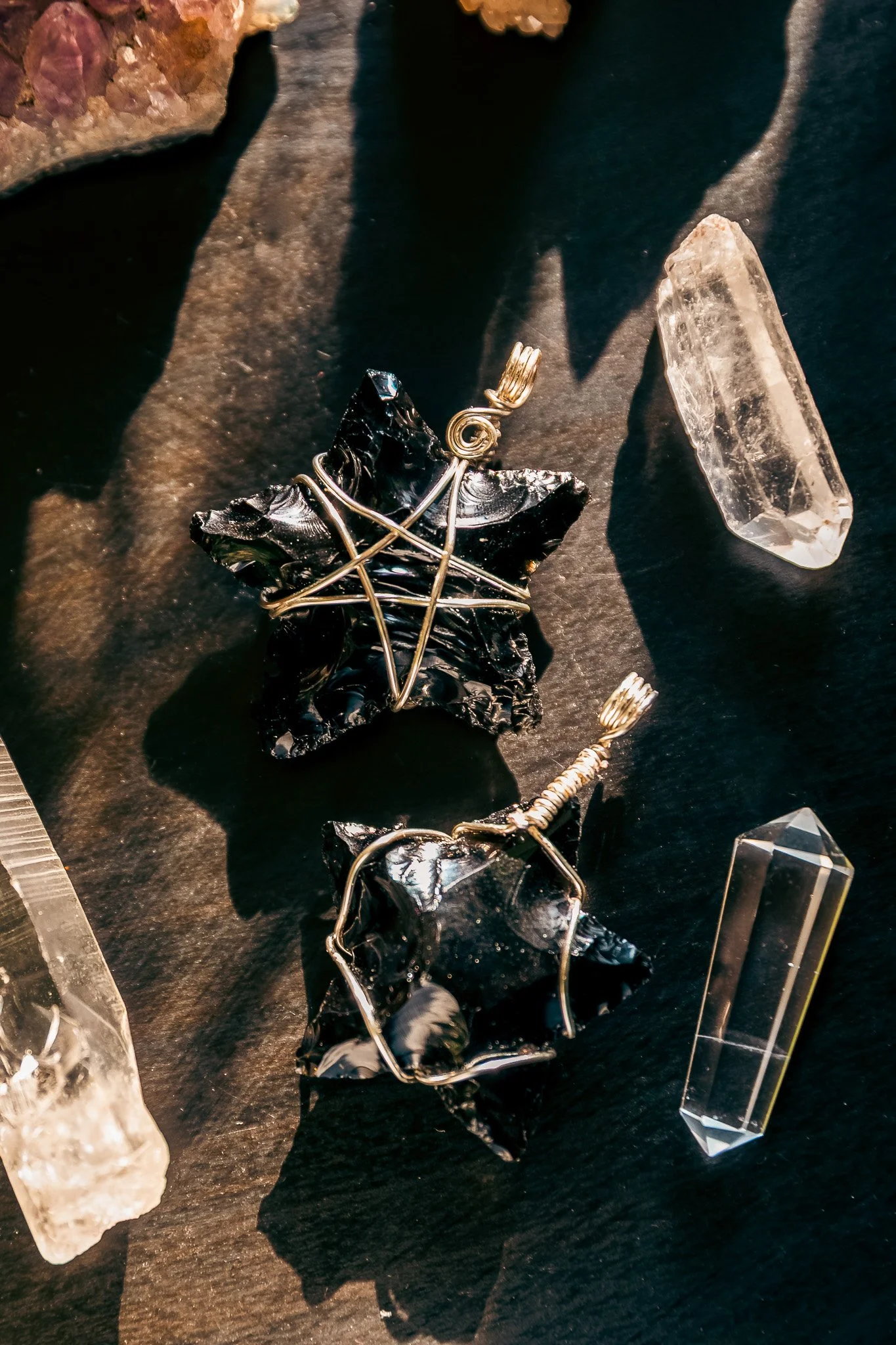 Obsidian Star-Silver Wrapped Pendants-Angie Star Jewelry-1.jpg