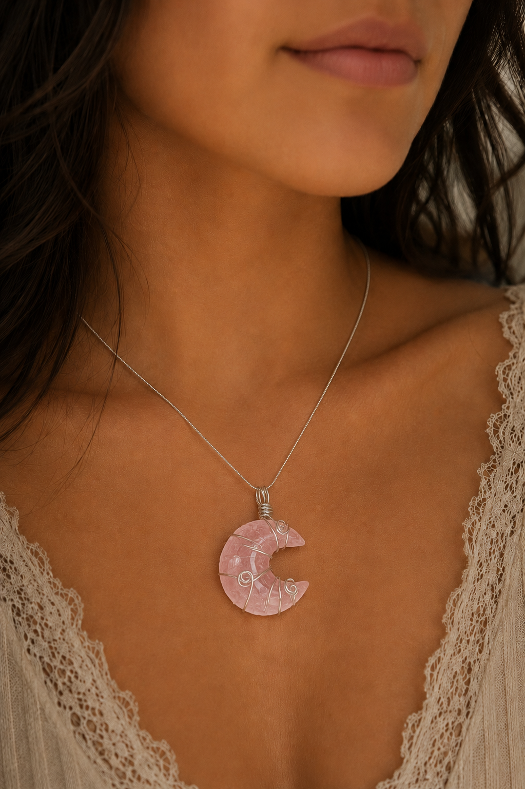 Closeup of Woman wearing Rose Quartz Necklace.png
