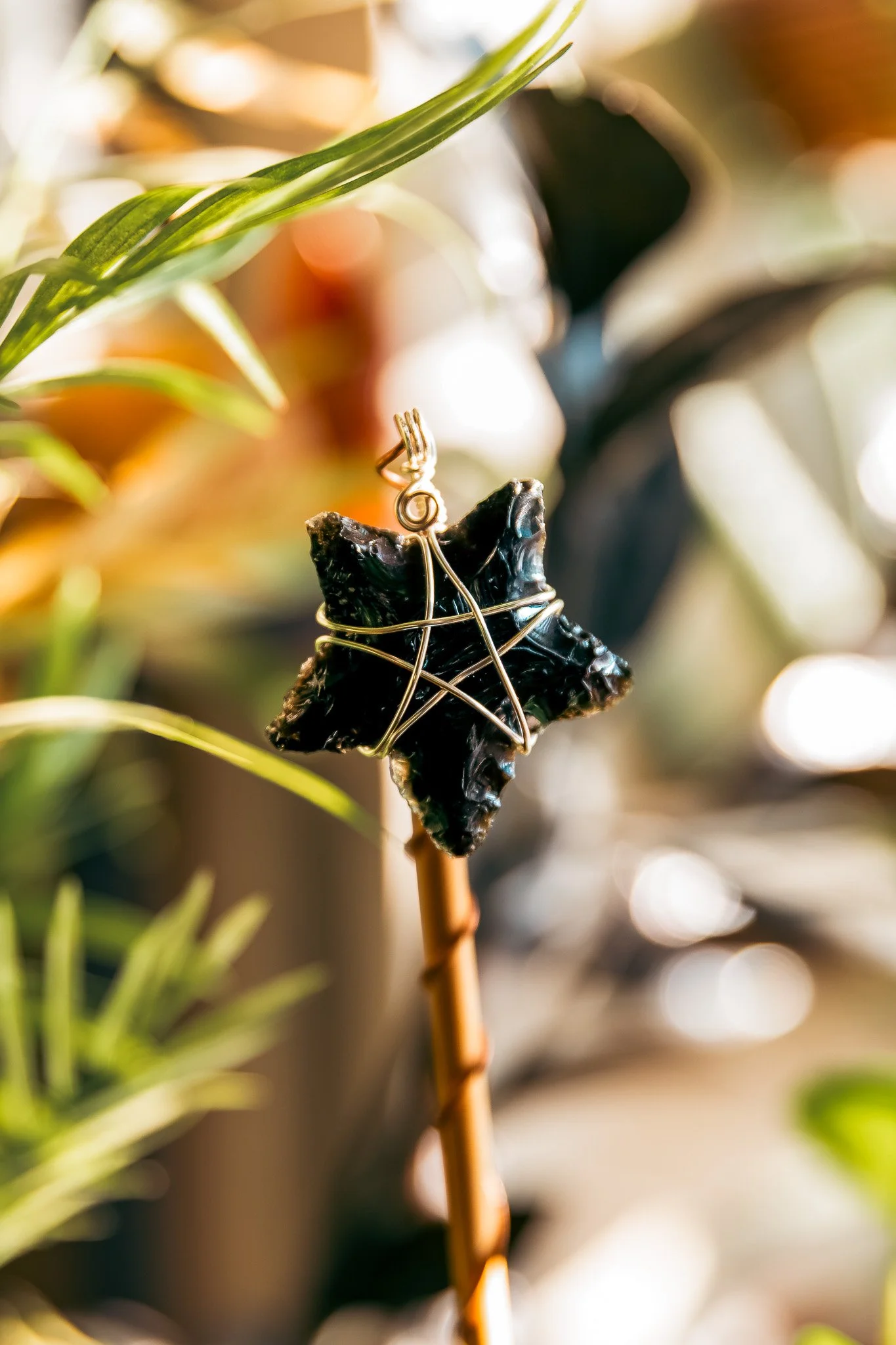 Obsidian Star-Silver Wrapped Pendant-Angie Star Jewelry-1.jpg