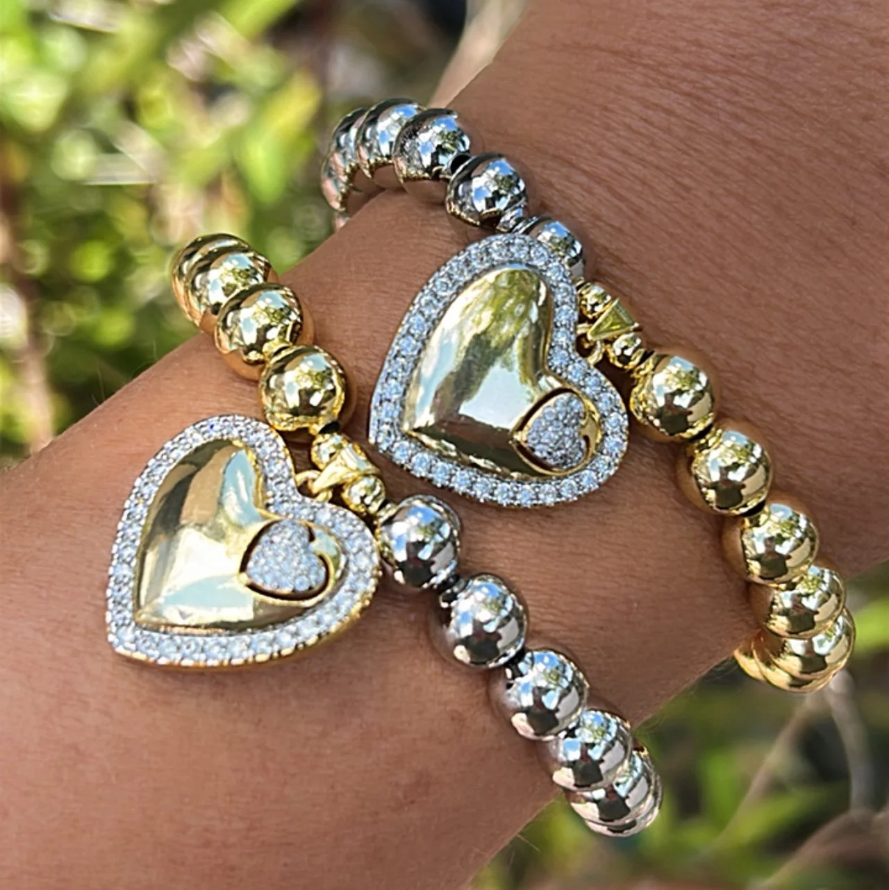 GOLD & SLIVER HEART SET $25.00
