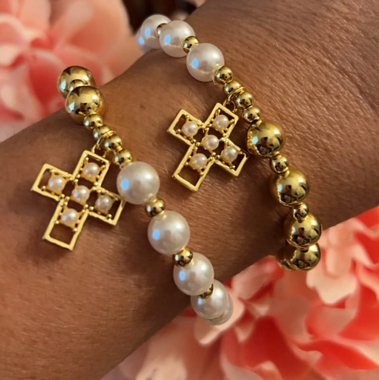 PEARL CROSS SET $25.00