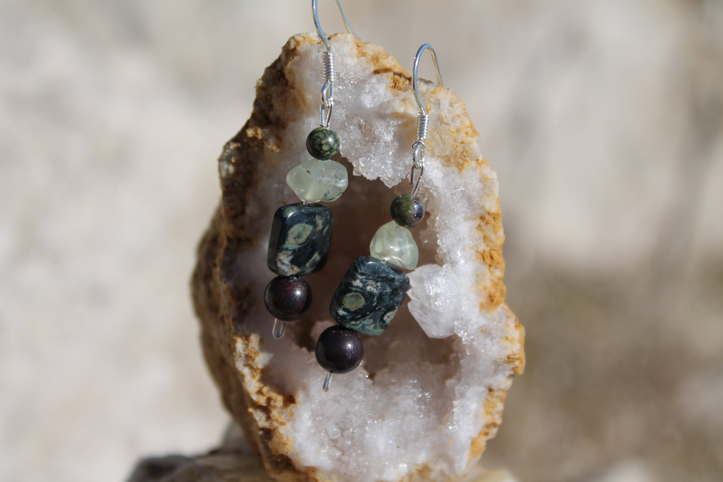 Prehnite & Kambaba Jasper Earrings