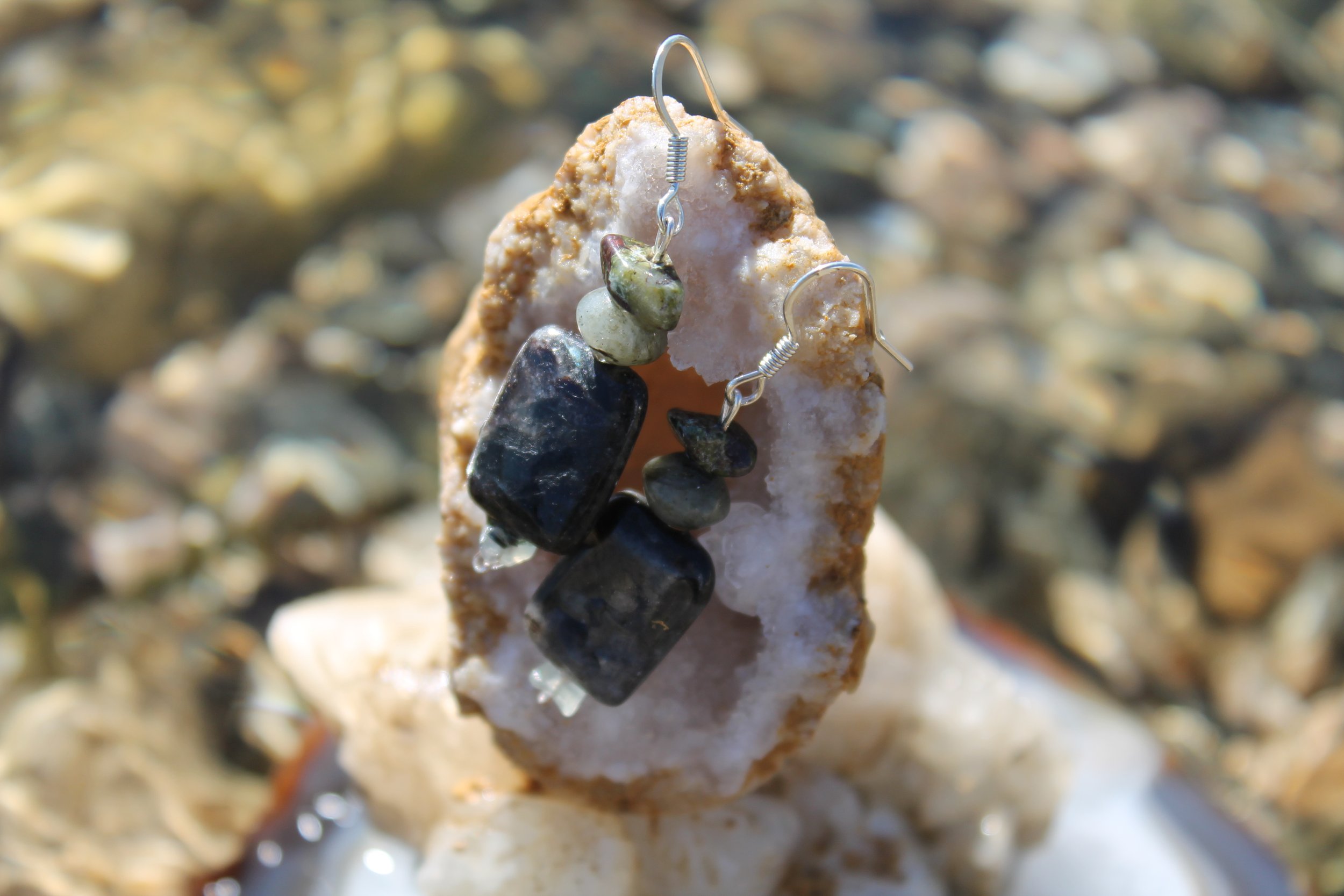 Labradorite & Marble Earrings