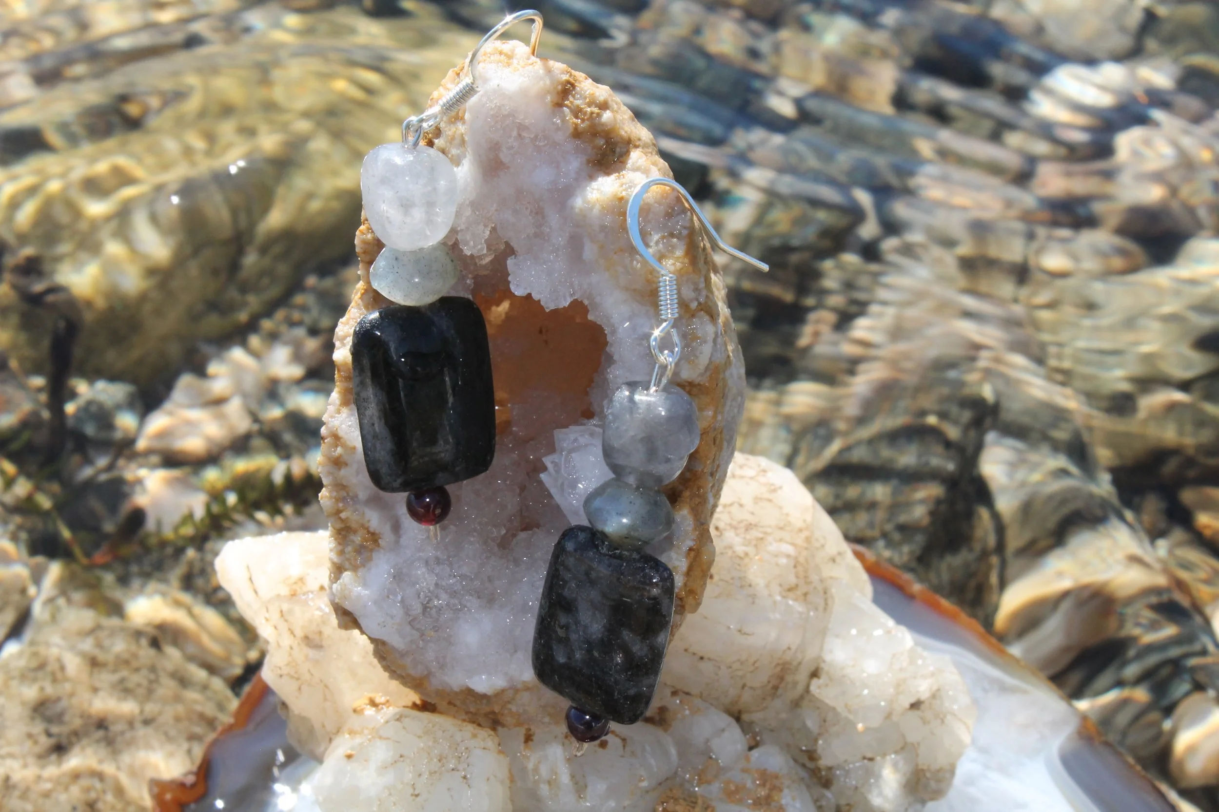 Marble & Garnet Earrings