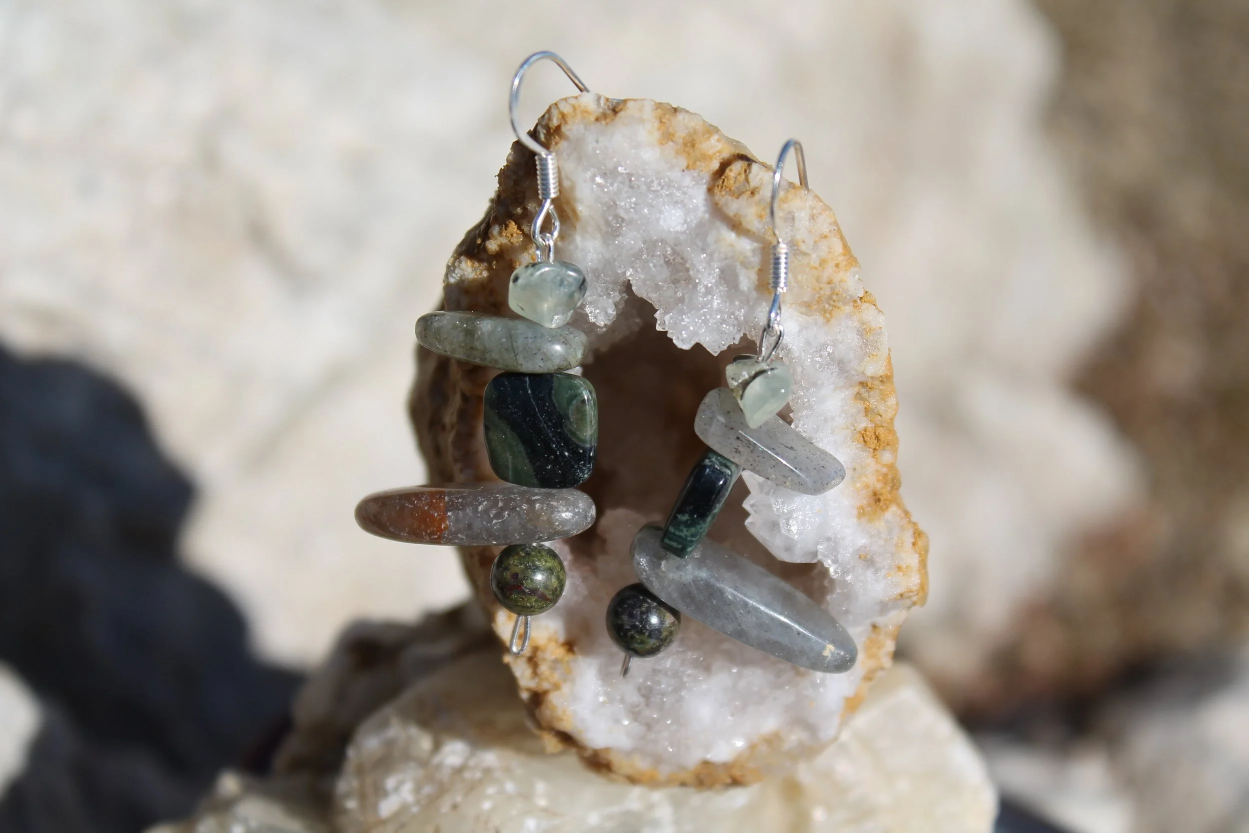 Labradorite & Kambaba Jasper Earrings