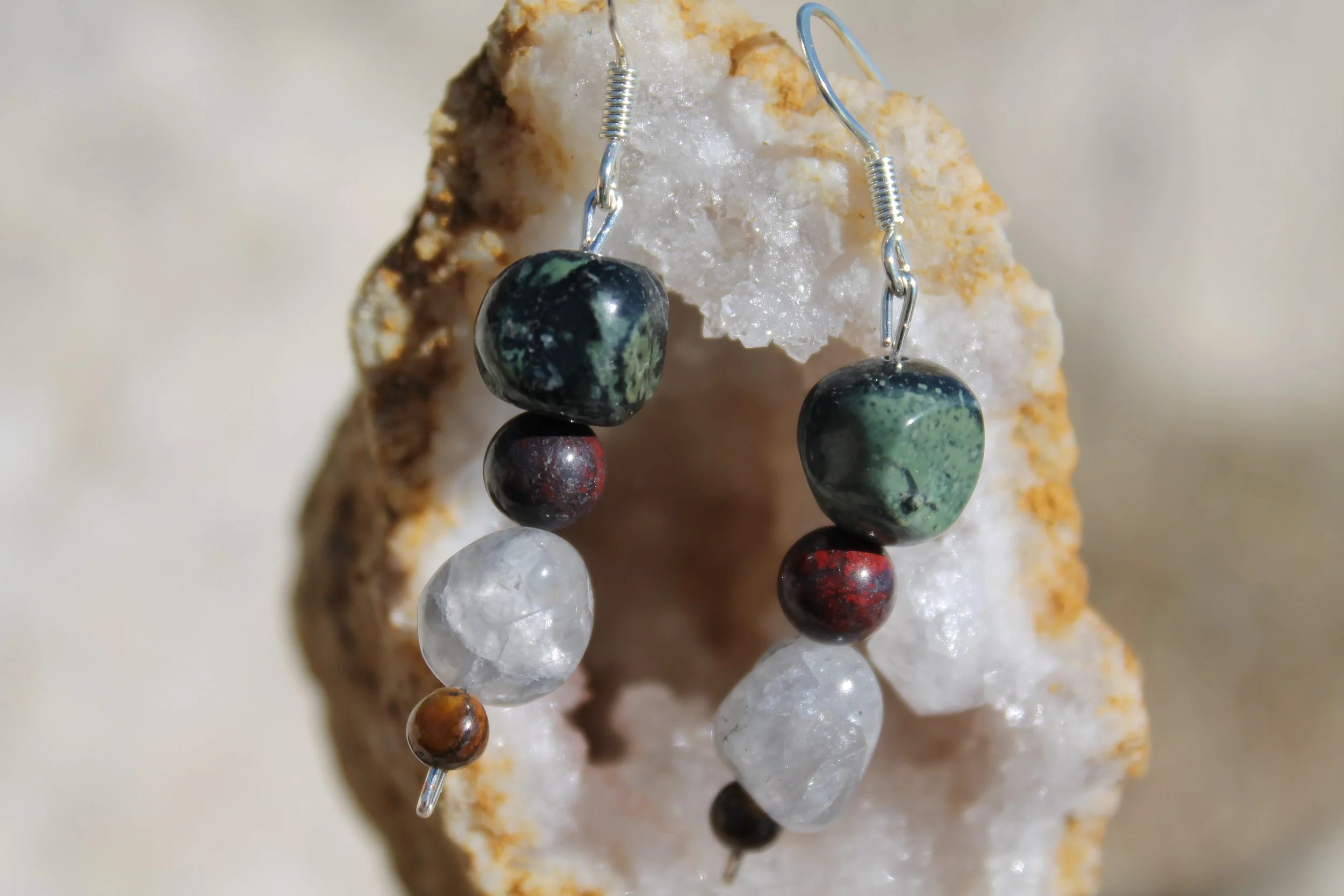 Kambaba Jasper & Quartz Earrings