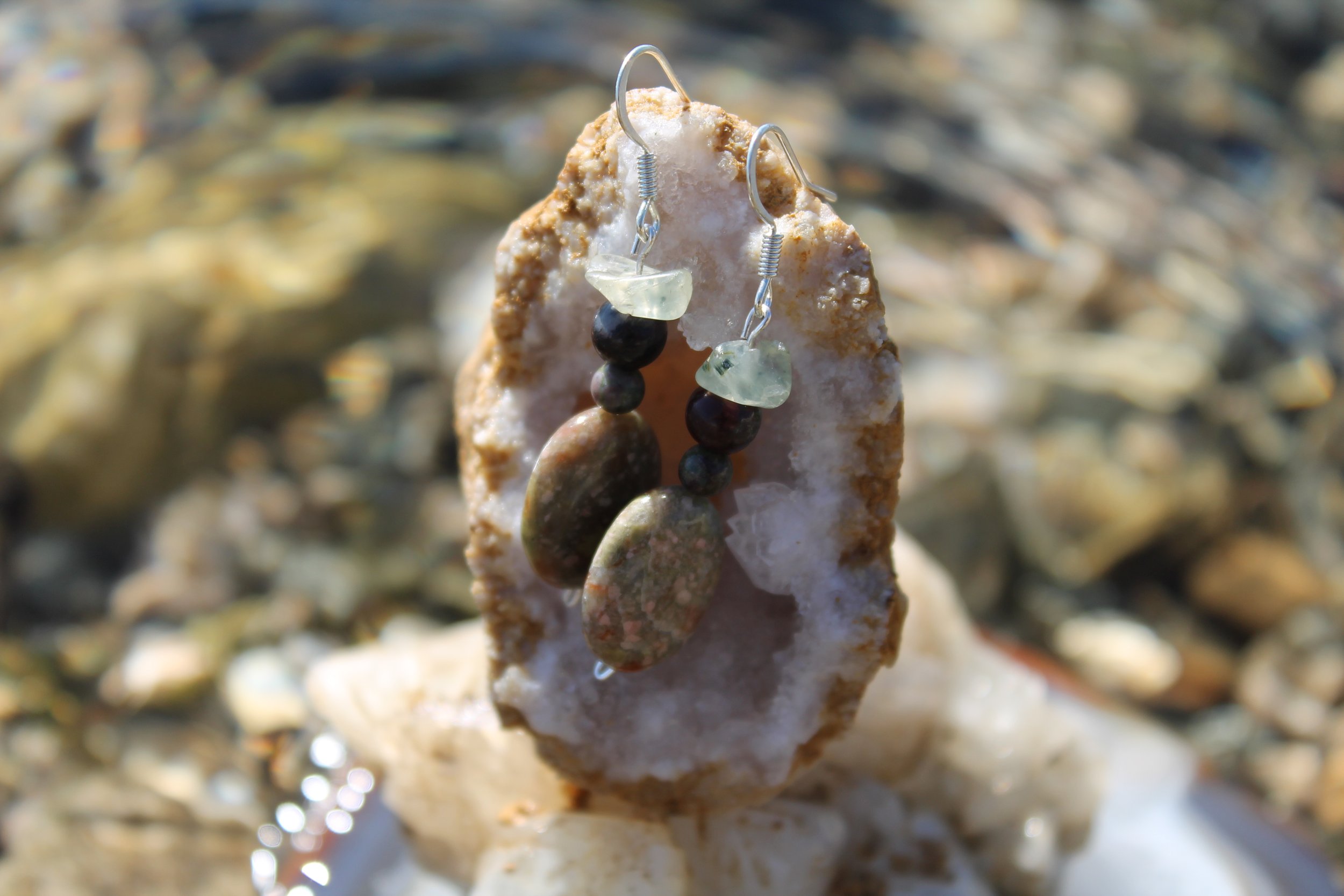 Prehnite & Unakite Earrings