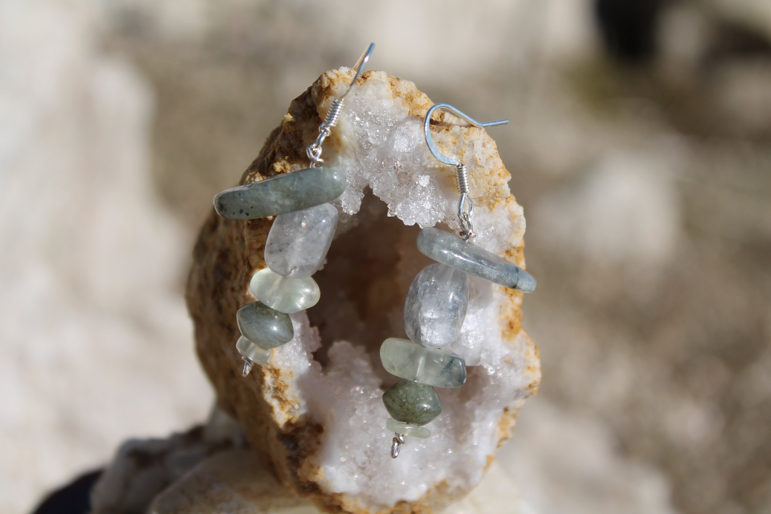 Labradorite & Quartz Earrings