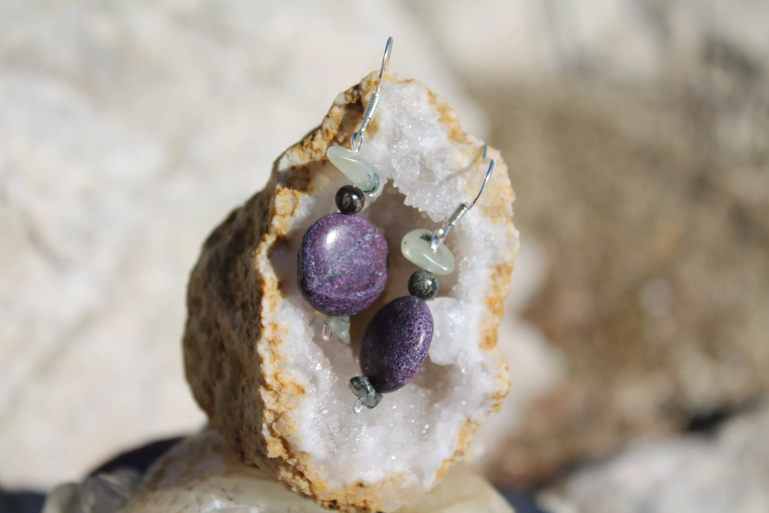Prehnite & Dragon’s Blood Earrings