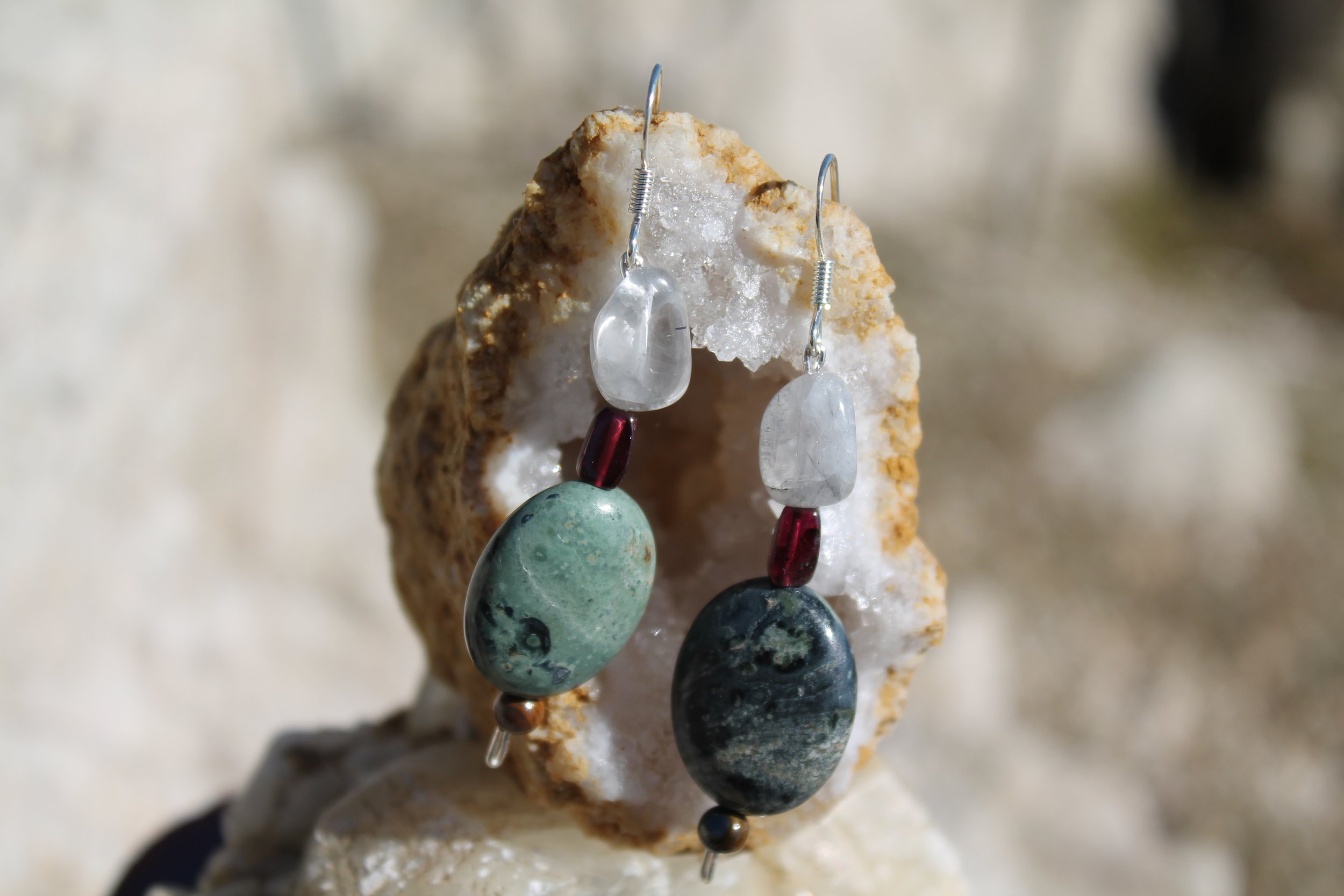 Garnet & Kambaba Jasper Earrings