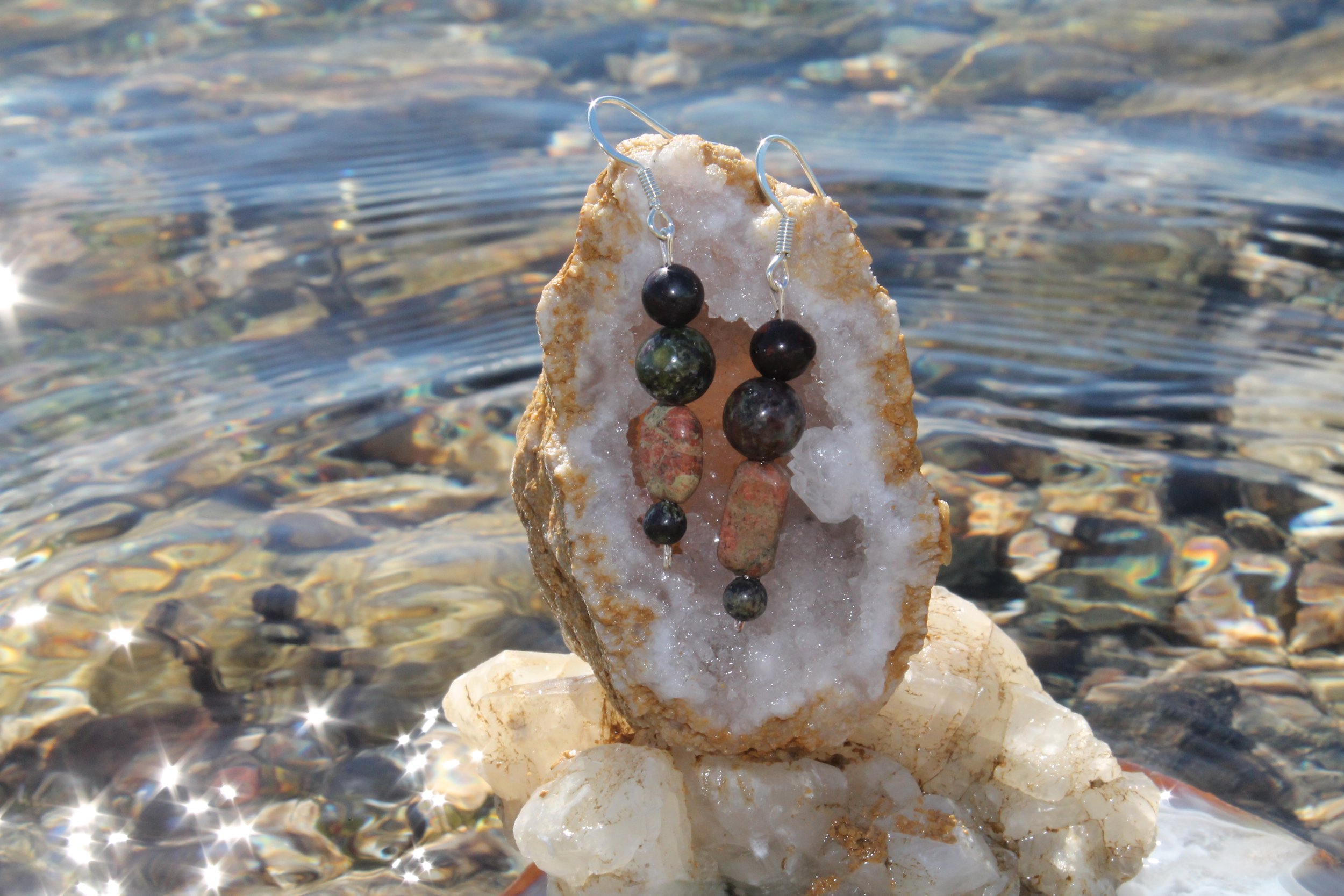 Dragon’s Blood & Unakite Earrings