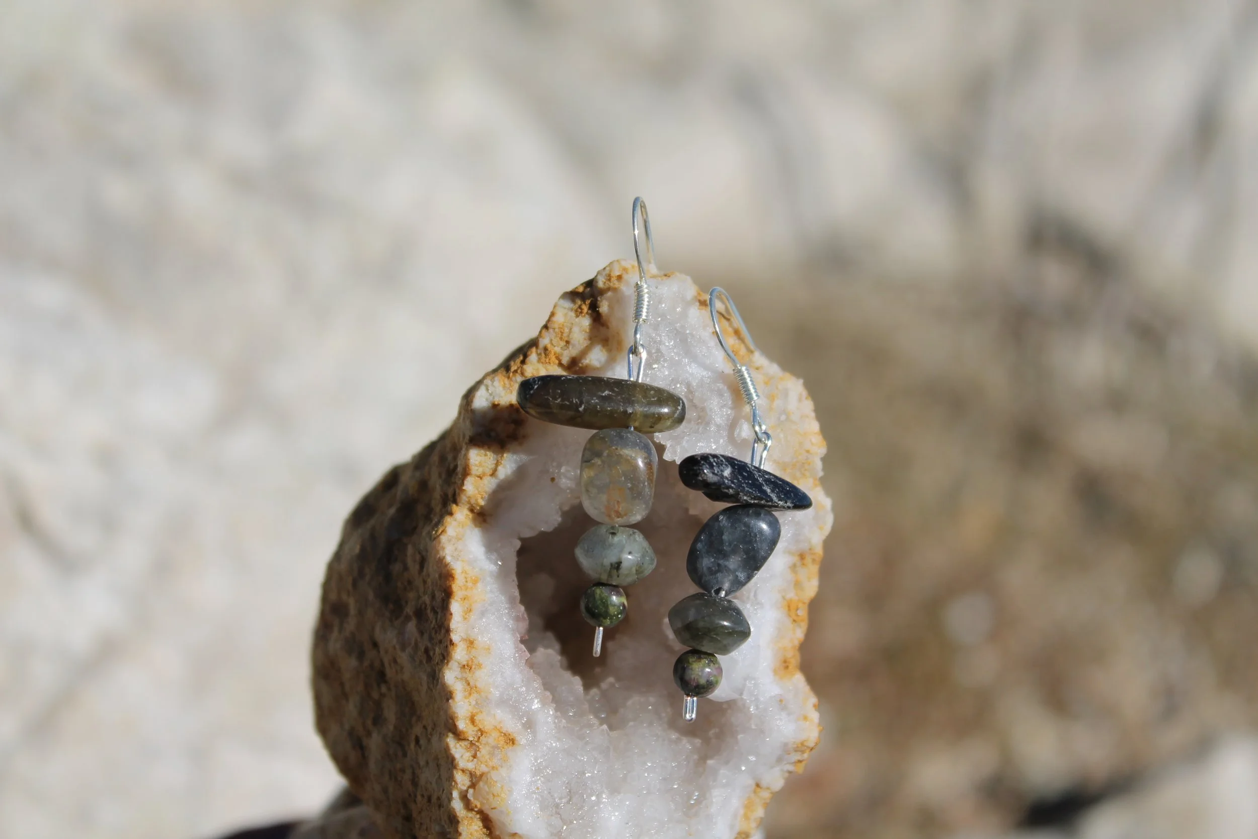Labradorite & Quartz Earrings