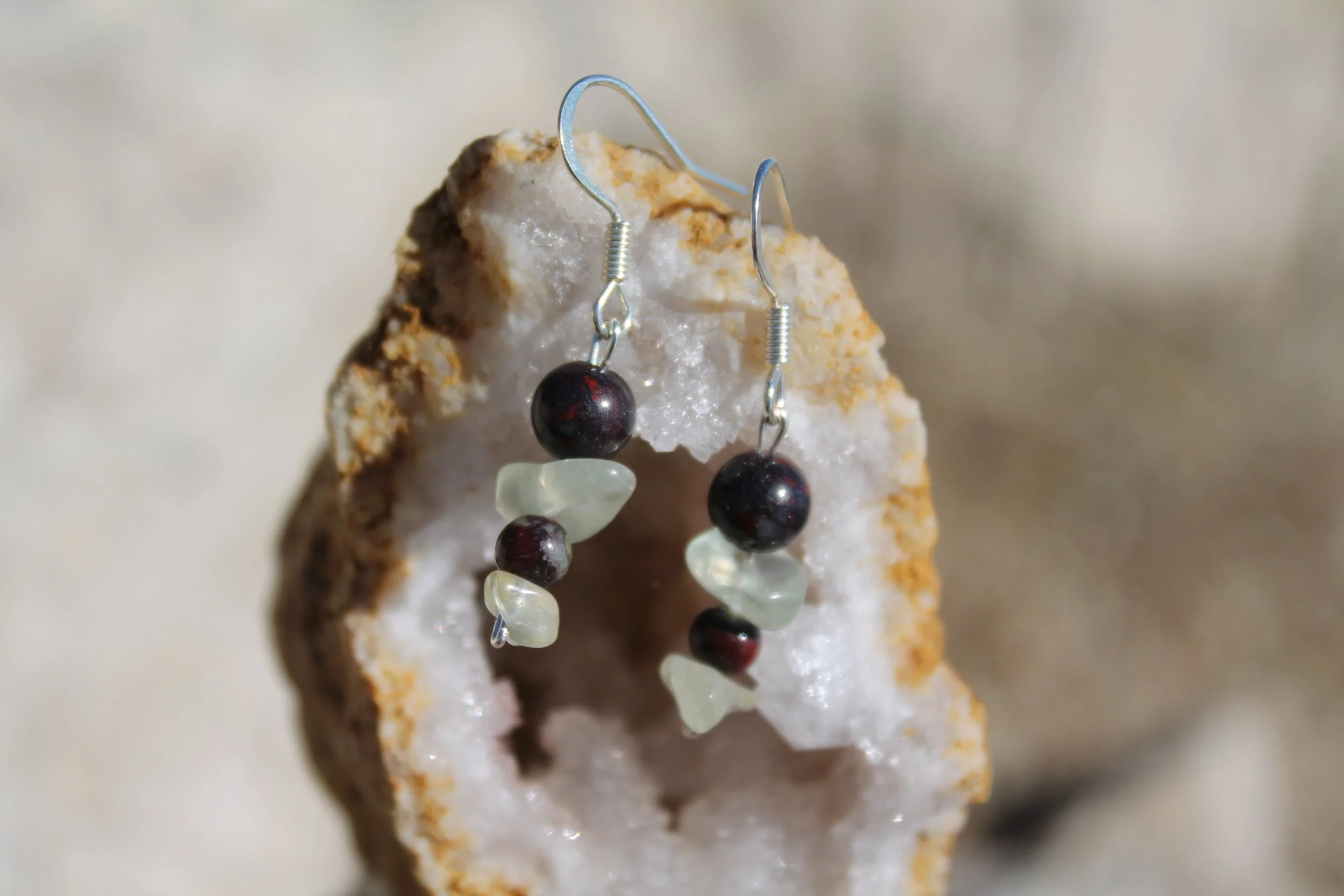 Red Jasper & Prehnite Earrings